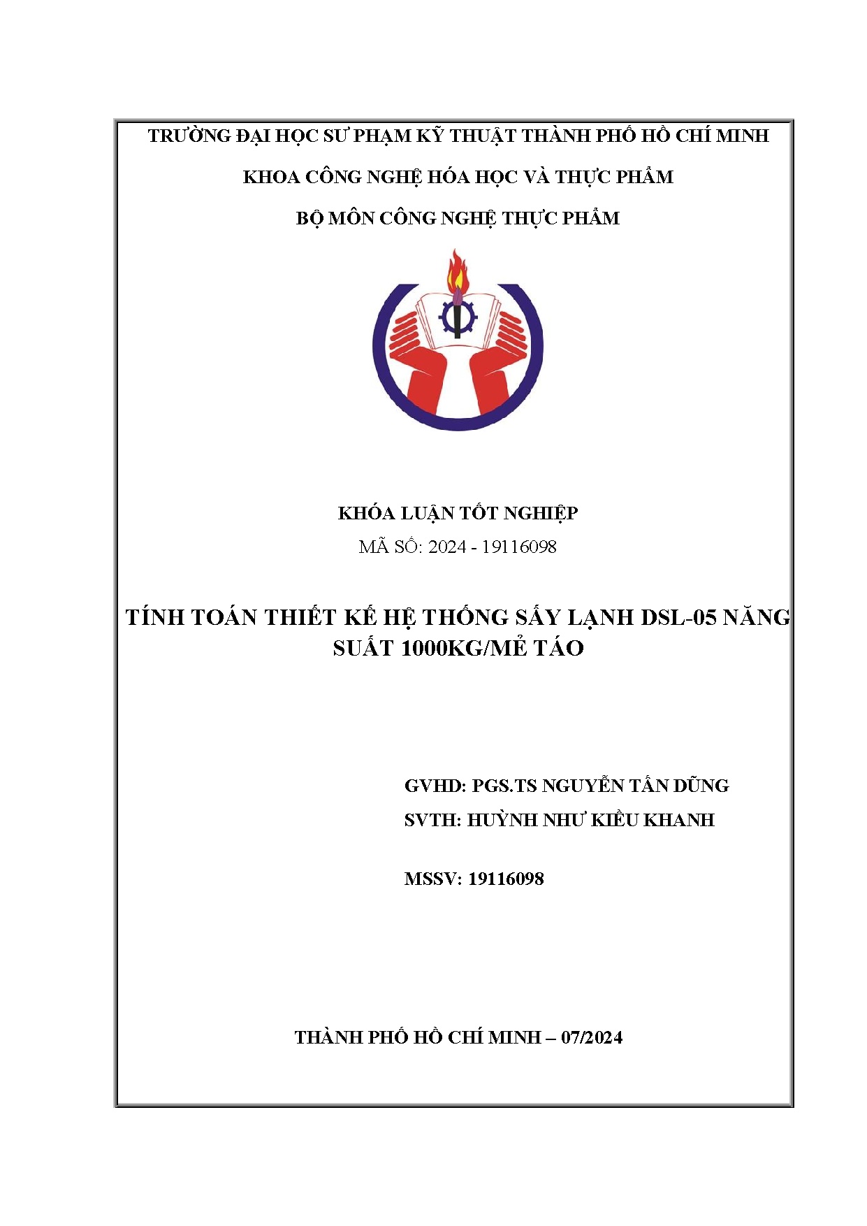 Đồ án tốt nghiệp - Tính toán thiết kế hệ thống sấy lạnh DSL-05 năng suất 1000kg/mẻ táo