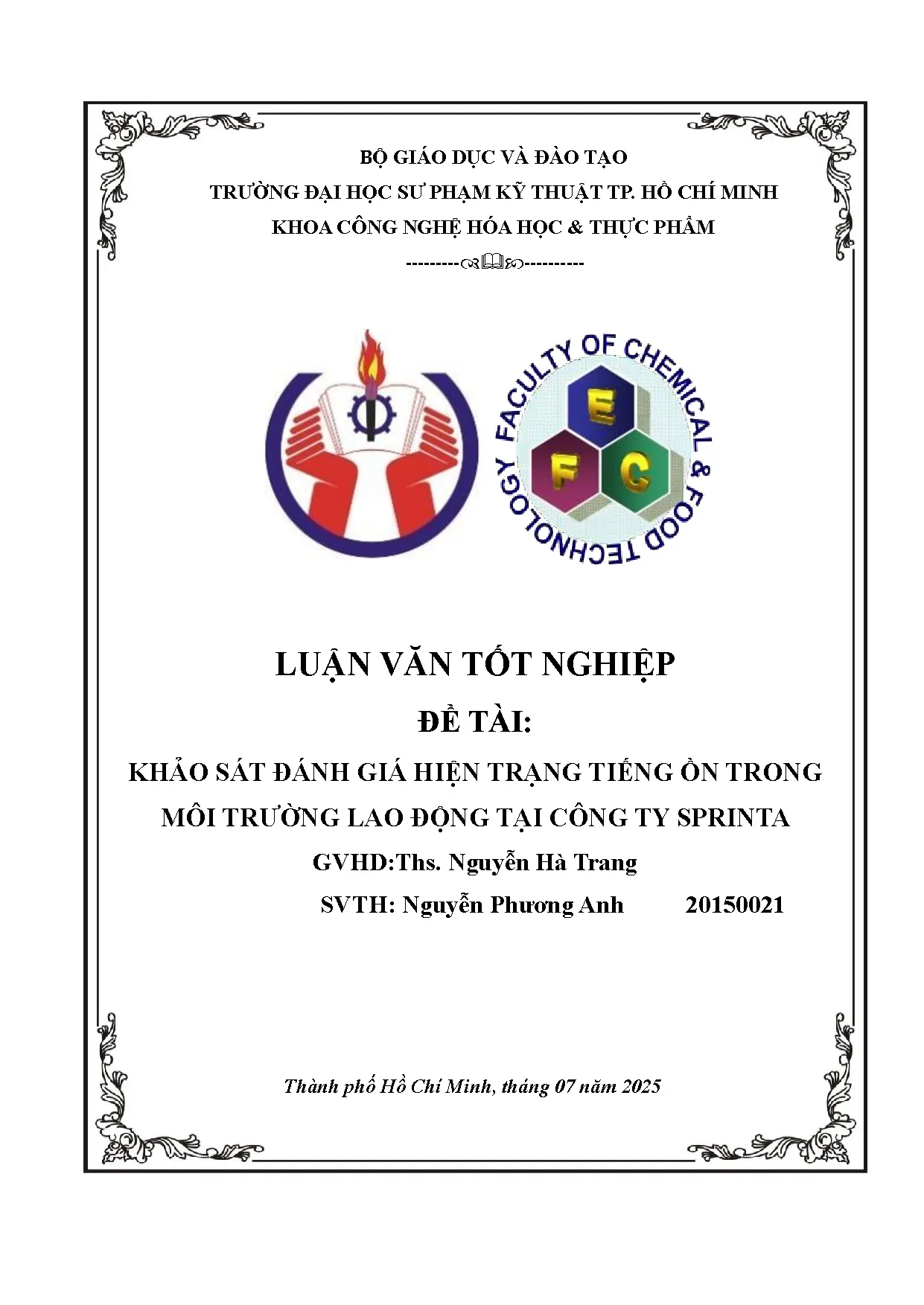Đồ án tốt nghiệp - Khảo sát đánh giá hiện trạng tiếng ồn trong môi trường lao động tại công ty S