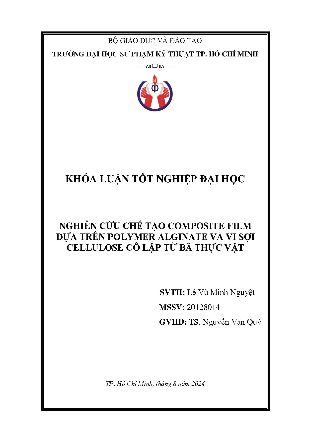 Đồ án tốt nghiệp - Nghiên cứu chế tạo composite film dựa trên polymer alginate và vi sợi CCLTBTV