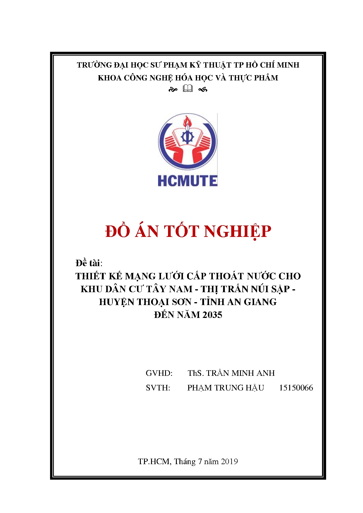 Đồ án tốt nghiệp - Thiết kế mạng lưới cấp thoát nước cho khu dân cư Tây Nam - thị TNS - HTS - TAG 2