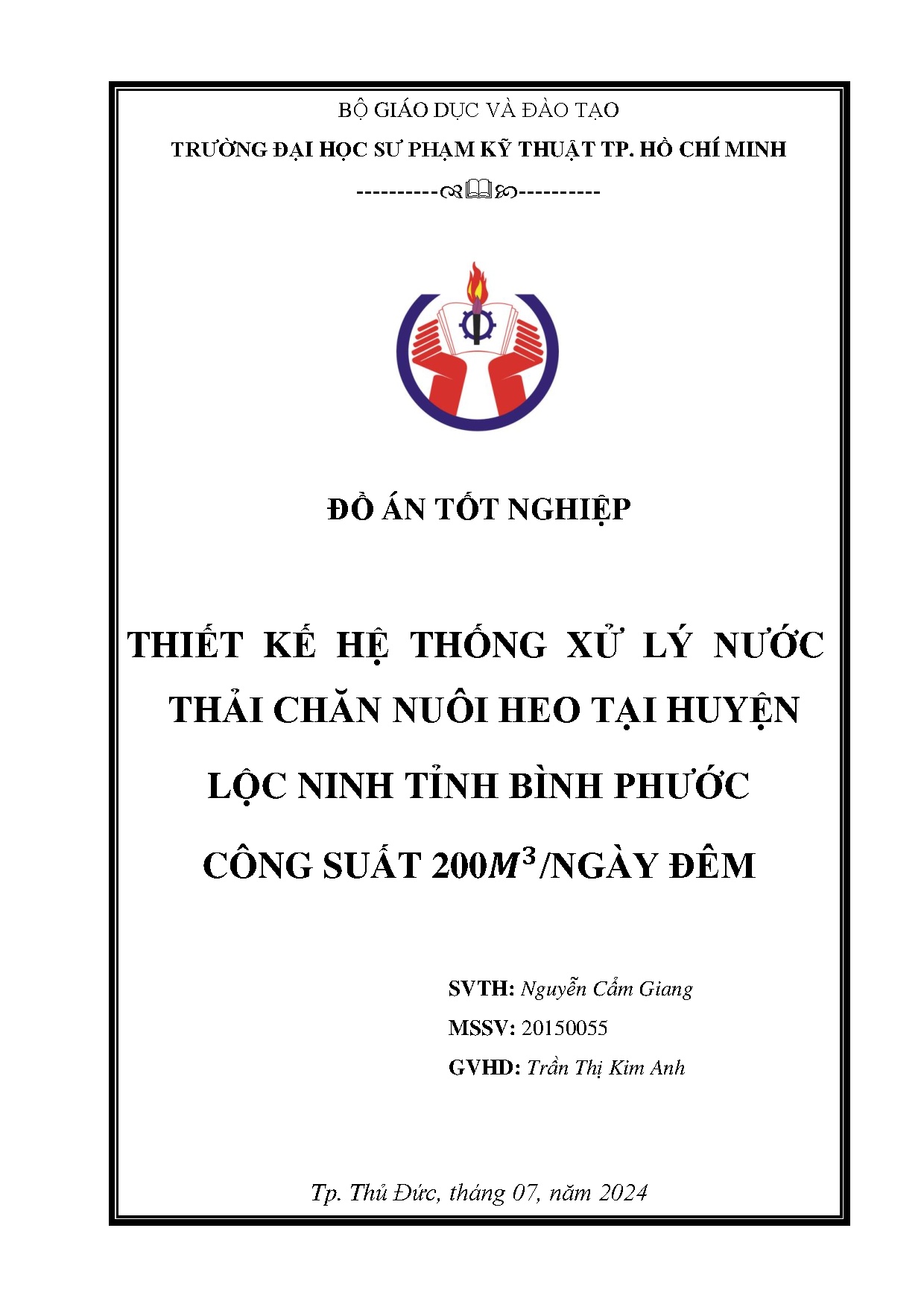 Đồ án tốt nghiệp - Thiết kế hệ thống xử lý nước thải chăn nuôi heo tại huyện Lộc Ninh tỉnh BPCS 2 Đ