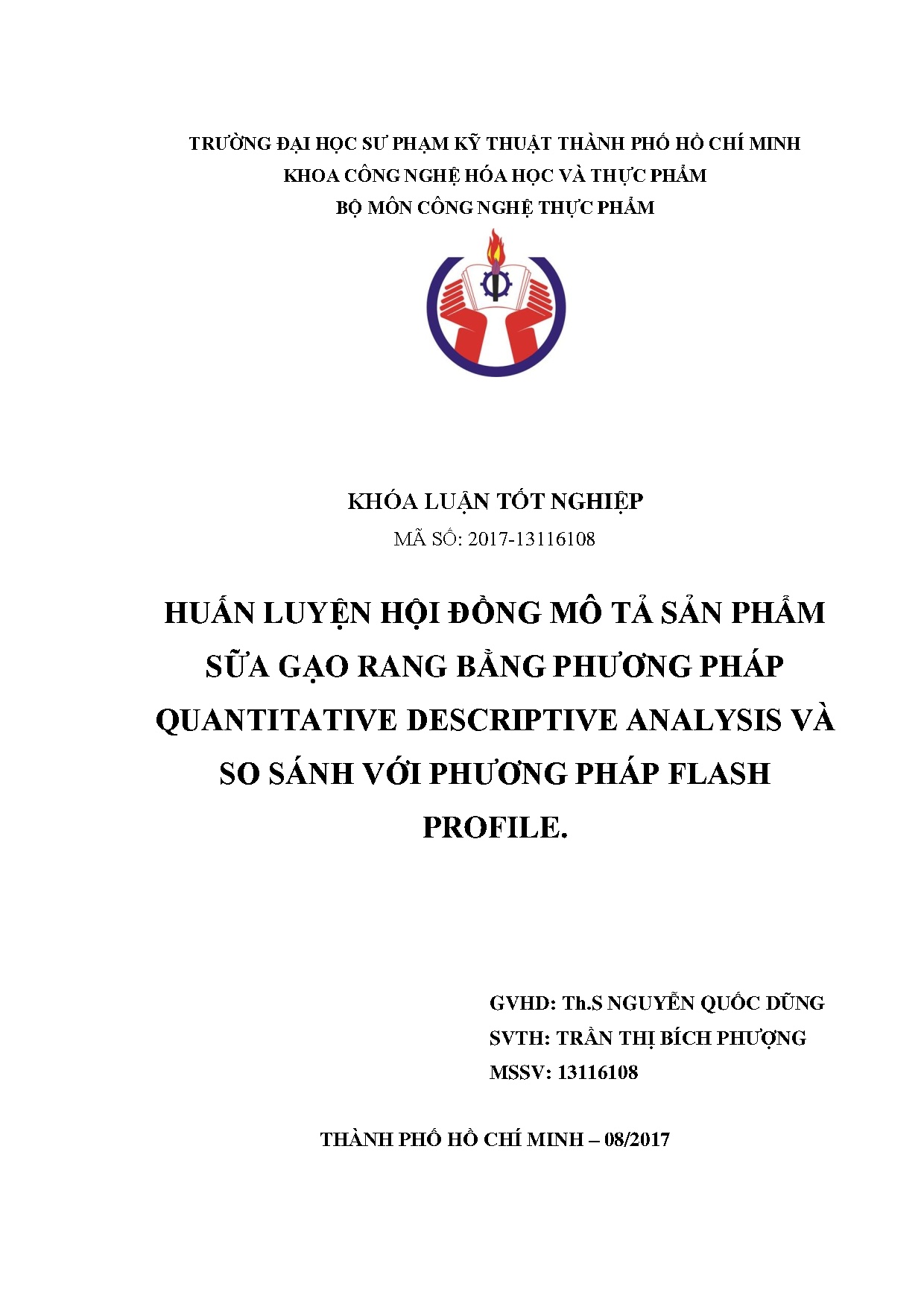 Đồ án tốt nghiệp - Huấn luyện hội đồng mô tả sản phẩm sữa gạo rang bằng phương pháp QDAVSSVPPFP