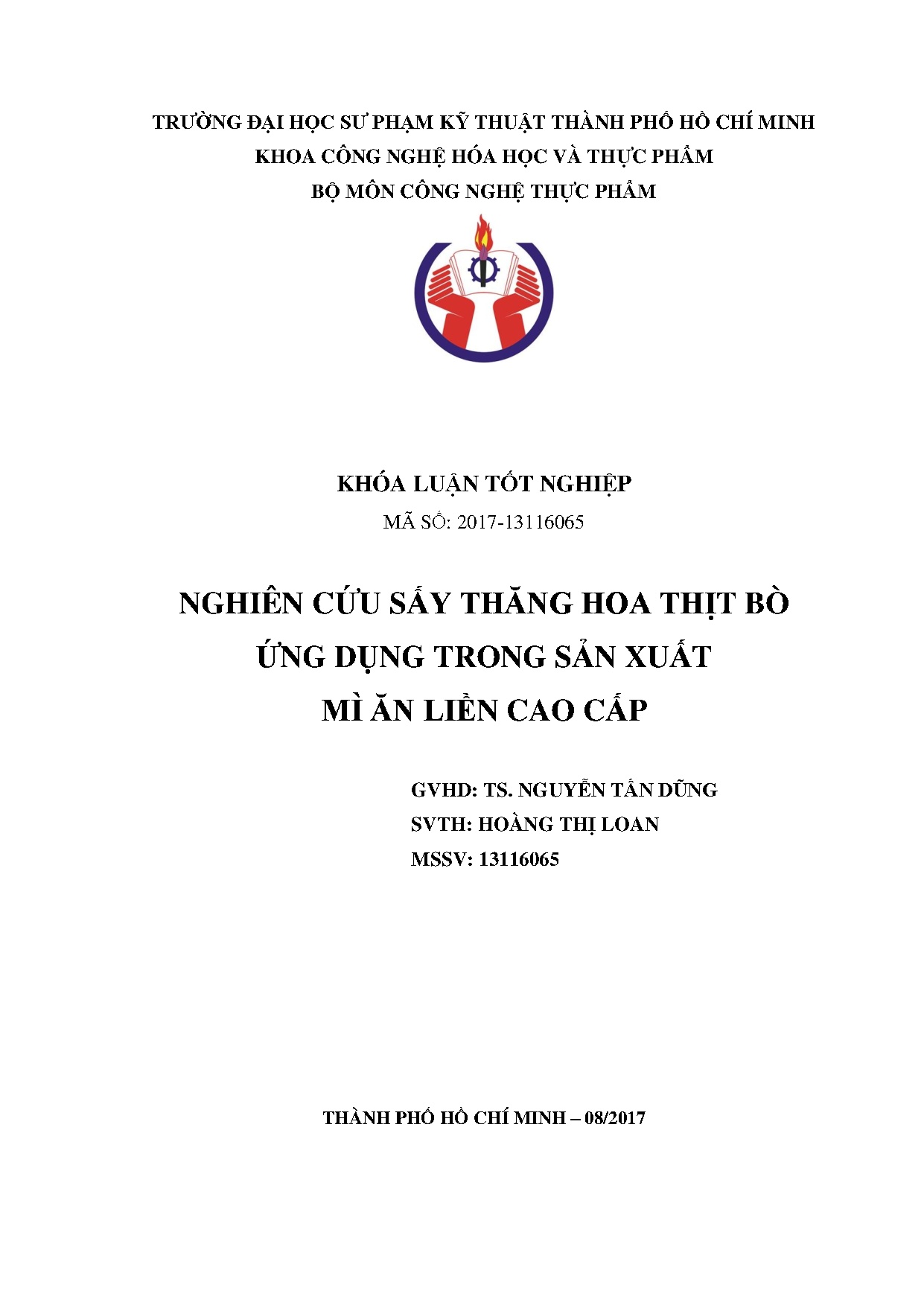 Đồ án tốt nghiệp - Nghiên cứu sấy thăng hoa thịt bò ứng dụng trong sản xuất mì ăn liền