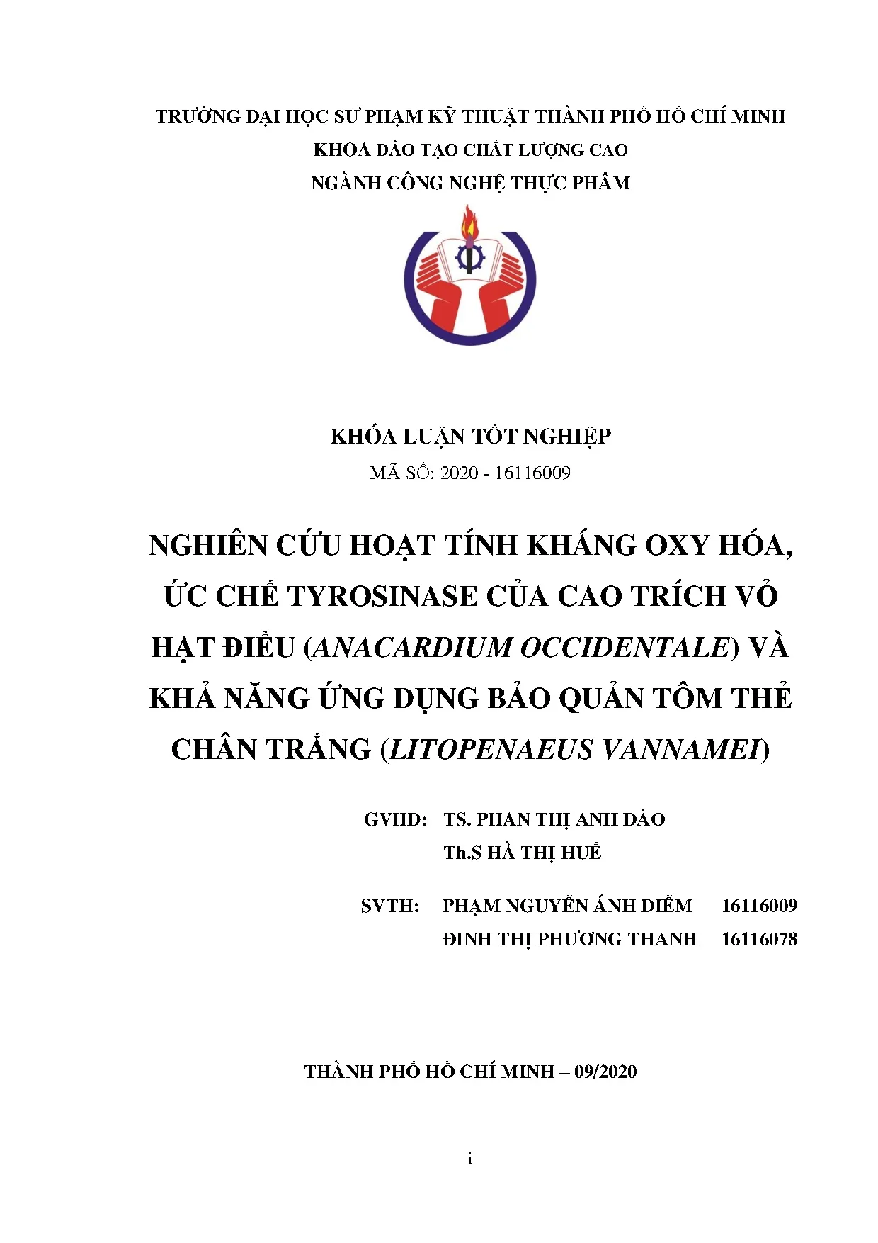 Đồ án tốt nghiệp - Nghiên cứu hoạt tính kháng oxy hóa, ức chế Tyrosinase của cao trích vỏ HĐ ( OVK .