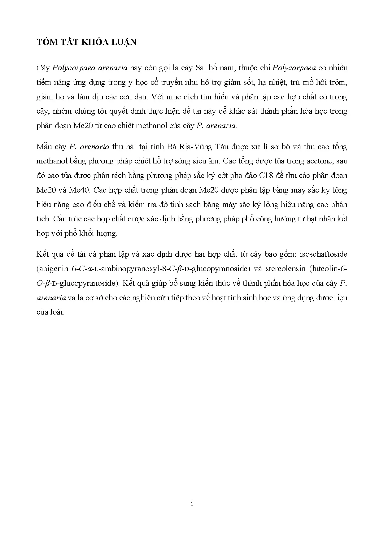 Đồ án tốt nghiệp - Khảo sát thành phần hóa học phân đoạn ME20 từ cao chiết Methanol CCSHN ( A ( GC - Trang 3
