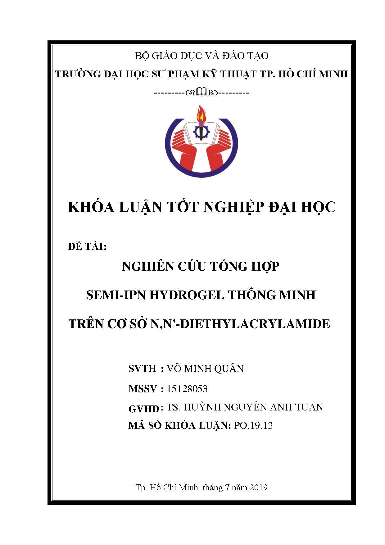Đồ án tốt nghiệp - Nghiên cứu tổng hợp Semi-IPN Hydrogel thông minh trên cơ sở N,N- D