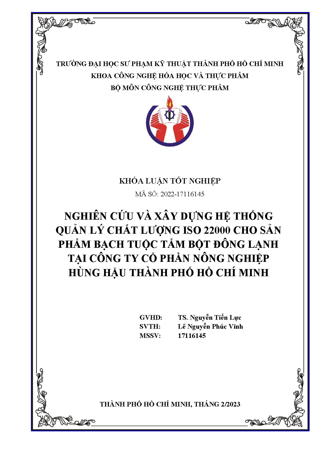 Đồ án tốt nghiệp - Nghiên cứu và xây dựng hệ thống quản lý chất lượng ISO 2 CSPBTTBĐLTCTCPNNHHTPHCM