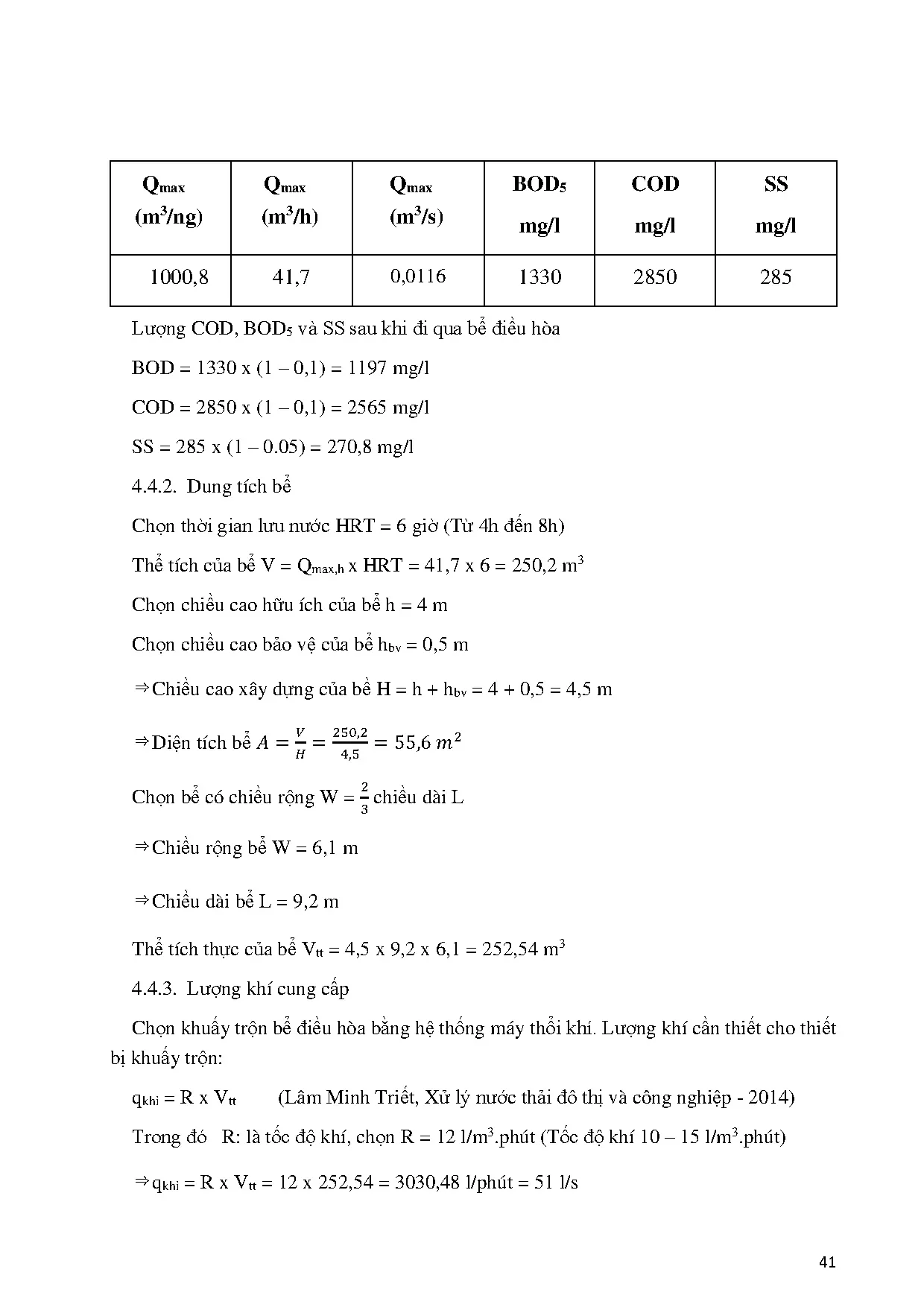 Đồ án tốt nghiệp - Tính toán, thiết kế hệ thống xử lý nước thải cho nhà máy bia VTTLAQM 2 LB ( S 4 - Trang 53