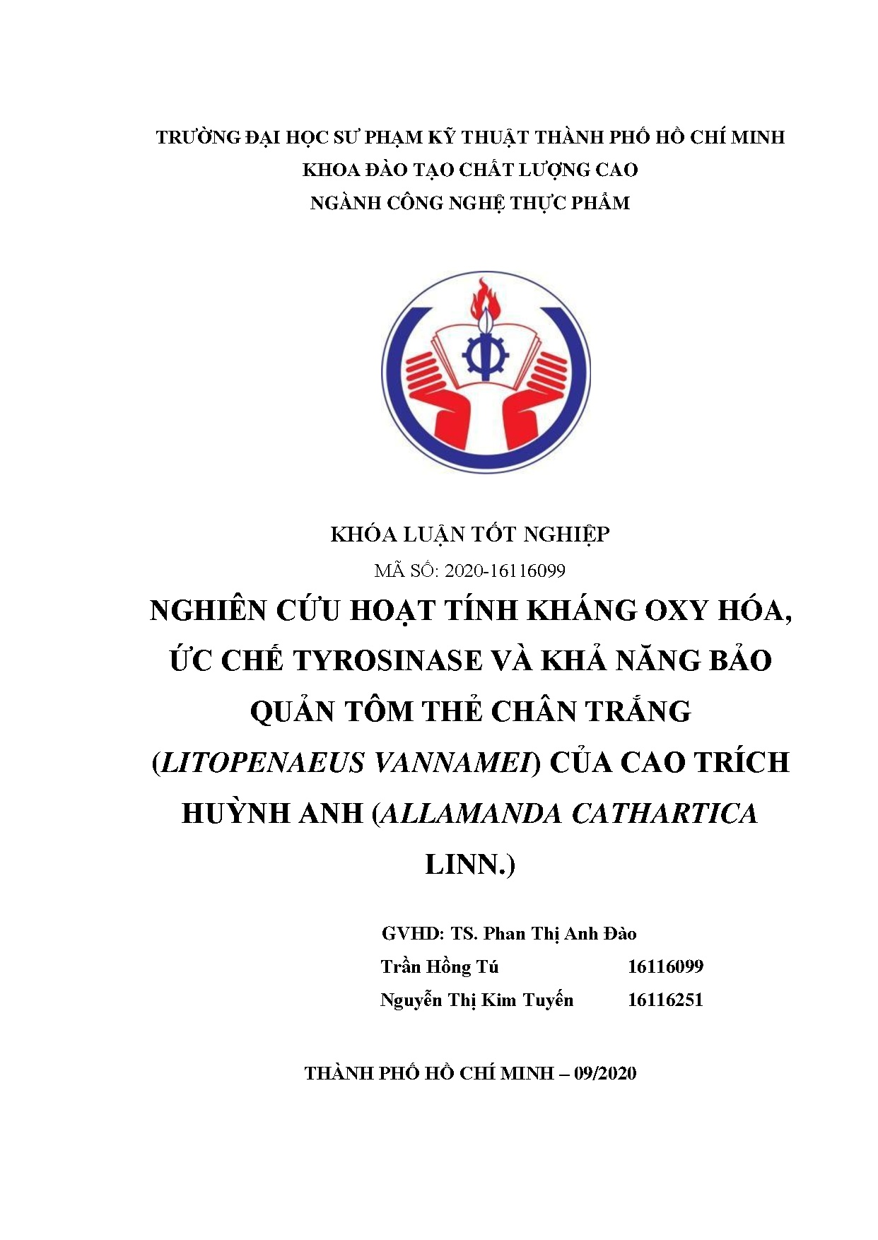 Đồ án tốt nghiệp - Nghiên cứu hoạt tính kháng oxy hóa, ức chế Tyrosinase và khả năng bảo QTTCT ( V .