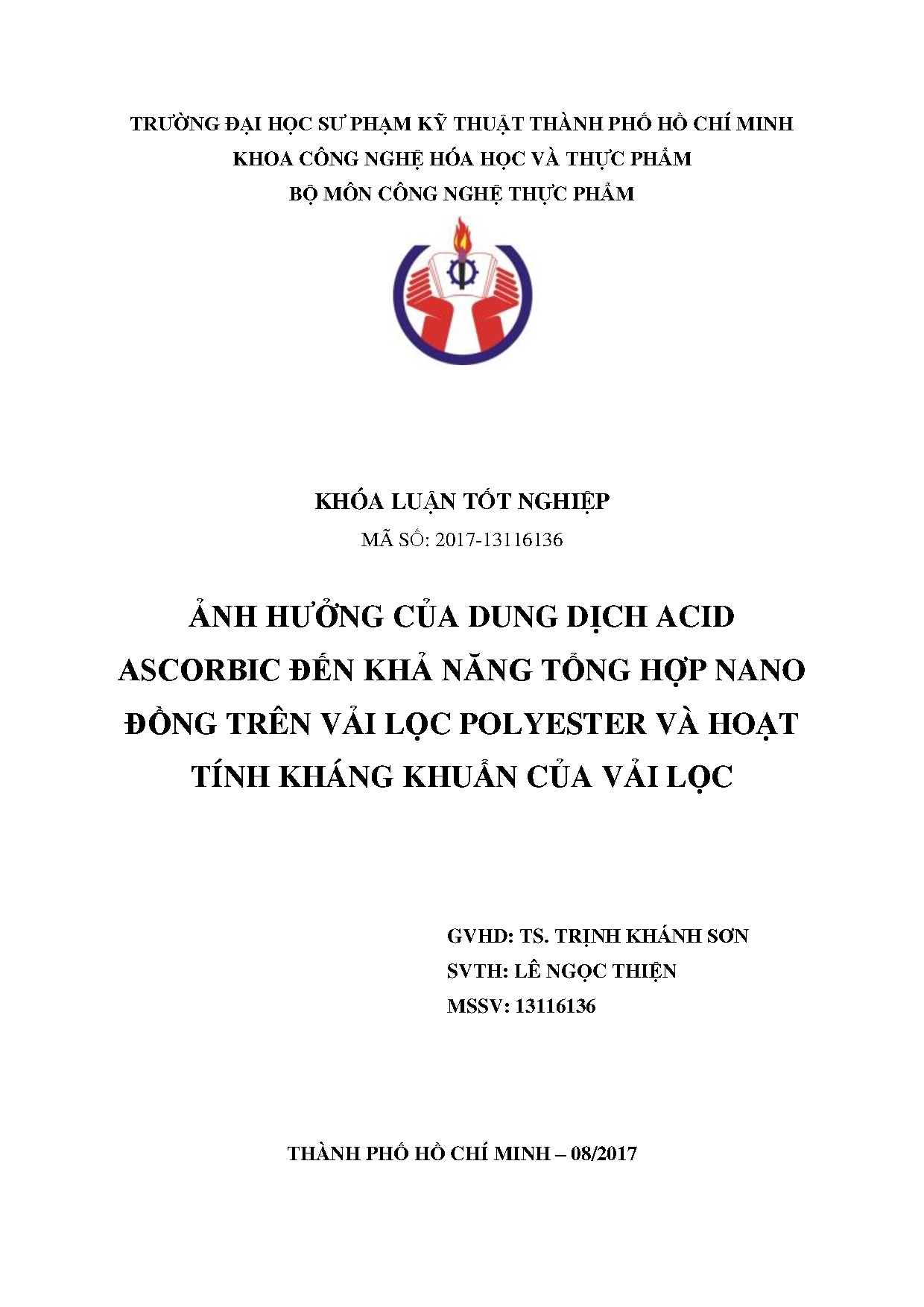 Đồ án tốt nghiệp - Ảnh hưởng của dung dịch acid ascorbic đến khả năng tổng hợp nano ĐTVLPVHTKKCVL