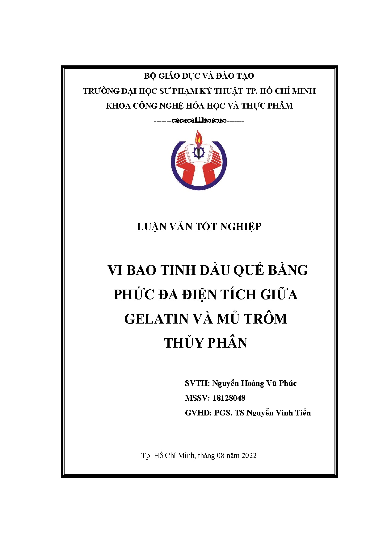 Đồ án tốt nghiệp - Vi bao tinh dầu quế bằng phức đa điện tích giữa gelatin và mủ trôm thuỷ phân
