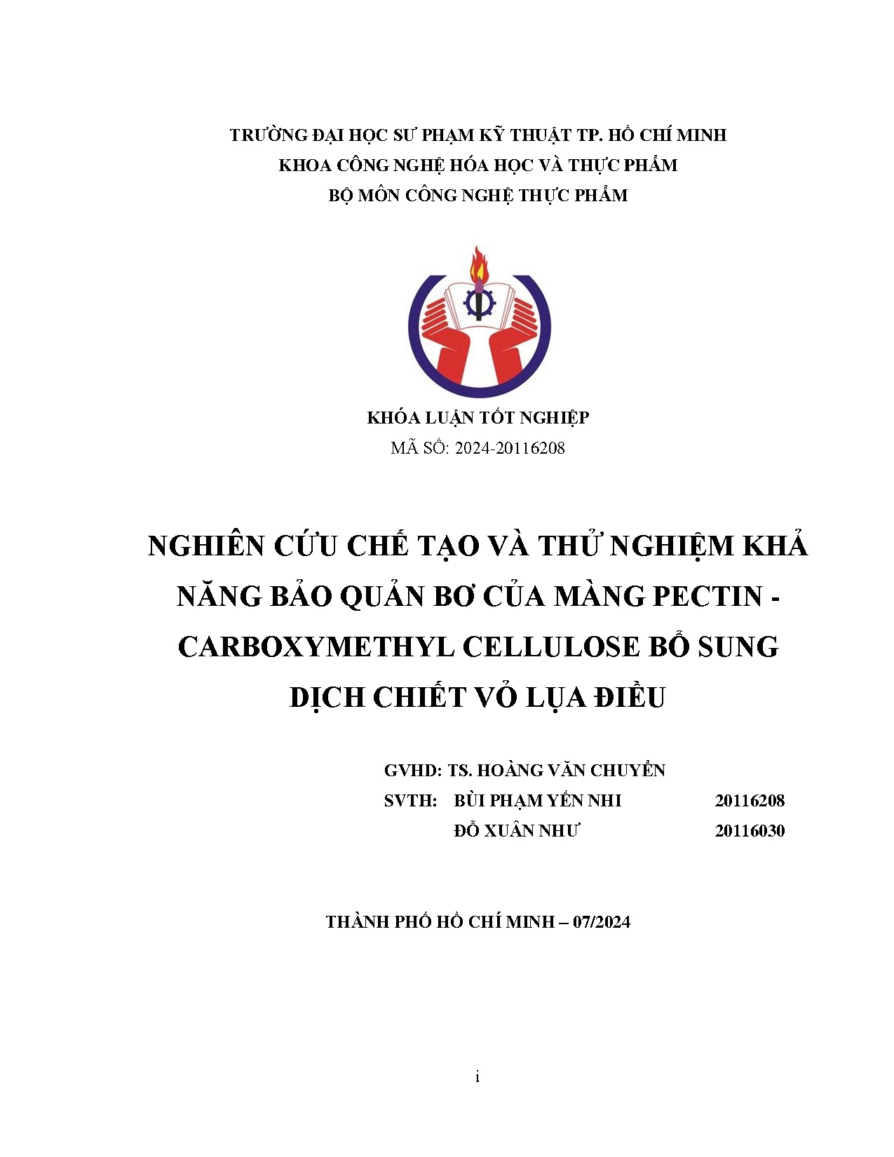 Đồ án tốt nghiệp - Nghiên cứu chế tạo và thử nghiệm khả năng bảo quản bơ của màng PCBSDCVLĐ