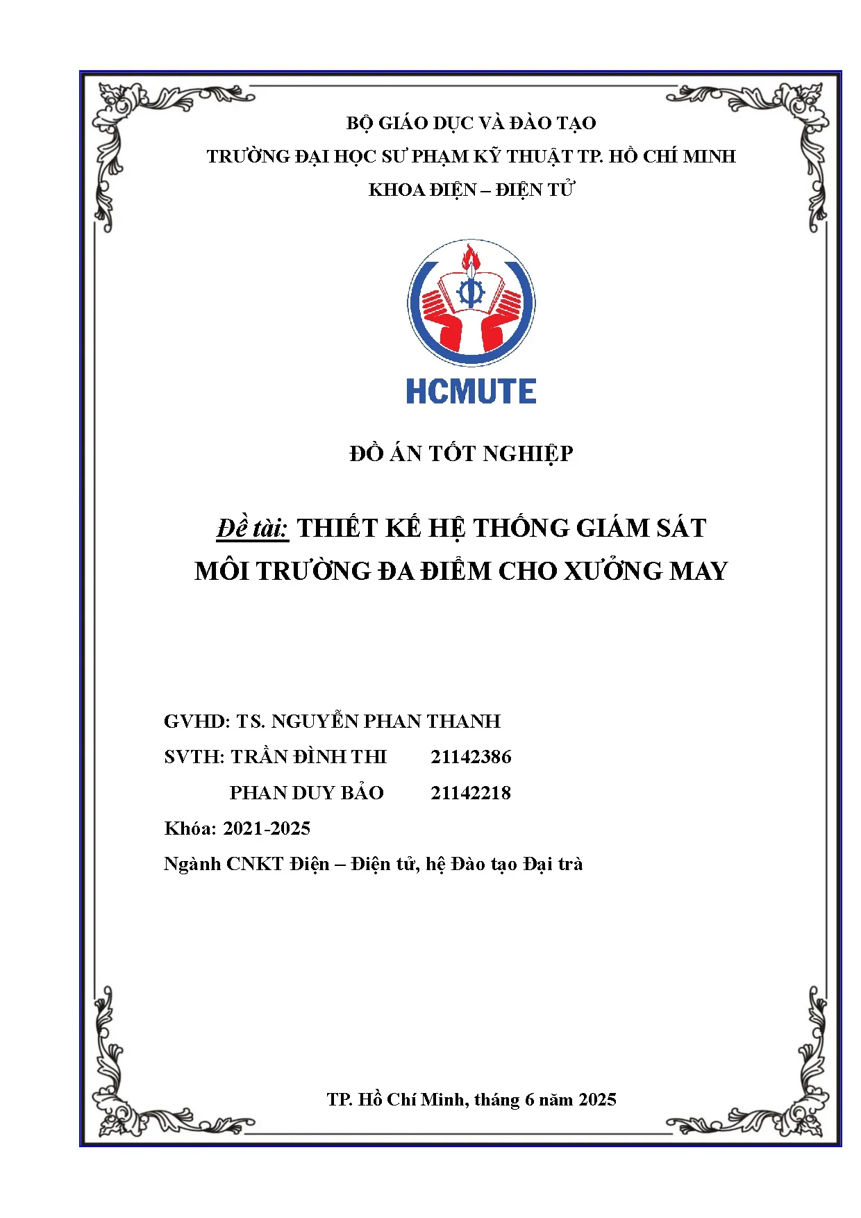 Đồ án tốt nghiệp - Thiết kế hệ thống giám sát môi trường đa điểm cho xưởng may.