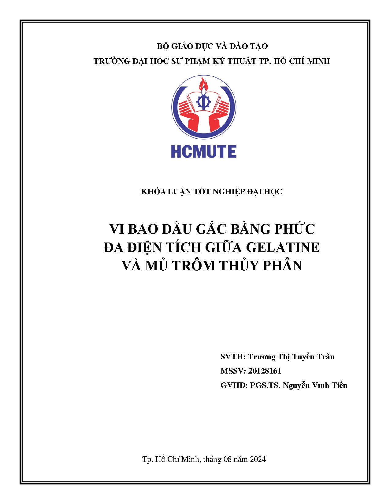 Đồ án tốt nghiệp - Vi bao dầu gấc bằng phức đa điện tích giữa gelatine và mủ trôm thủy phân
