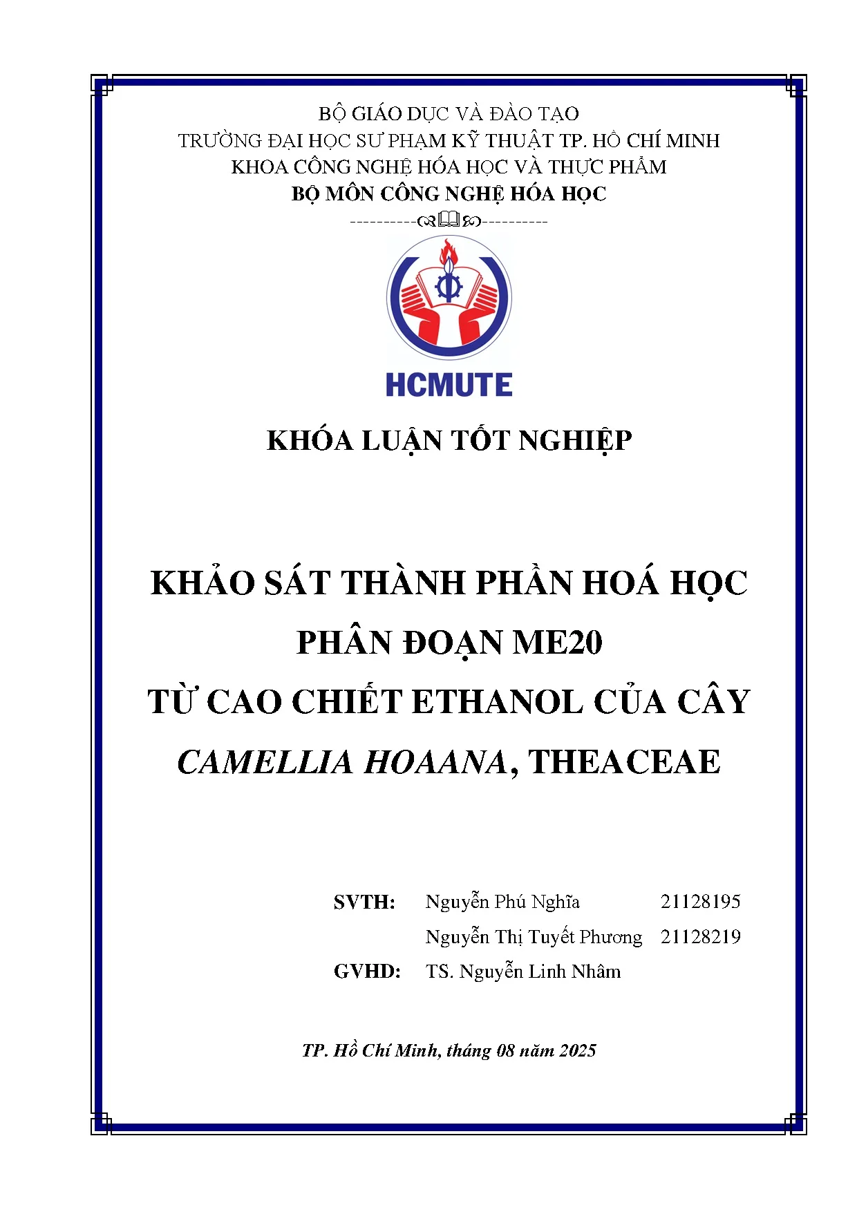 Đồ án tốt nghiệp - Khảo sát thành phần hóa học phân đoạn ME20 từ cao chiết Ethanol của thân cây CHT - Trang 2