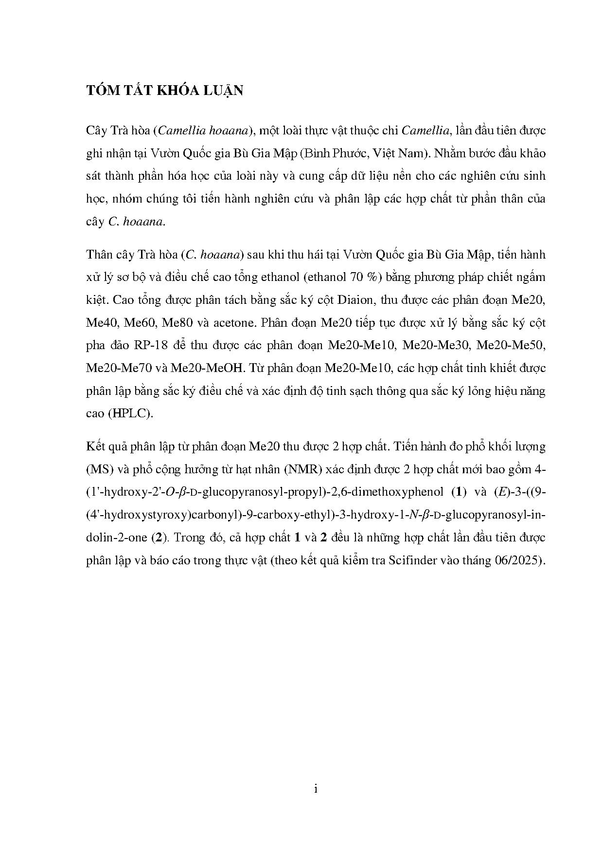 Đồ án tốt nghiệp - Khảo sát thành phần hóa học phân đoạn ME20 từ cao chiết Ethanol của thân cây CHT - Trang 3