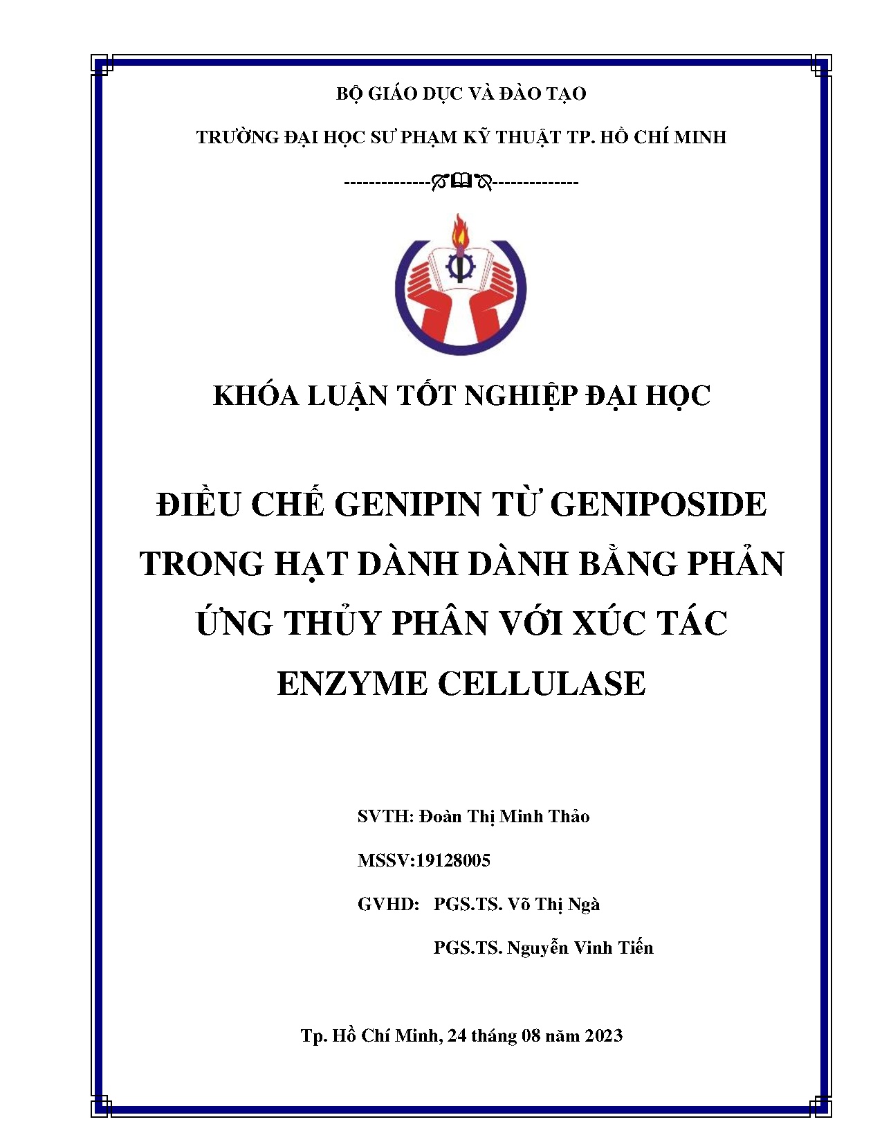 Đồ án tốt nghiệp - Điều chế Genipin từ Geniposide trong hạt dành dành bằng phản ứng thủy phân VXTEC