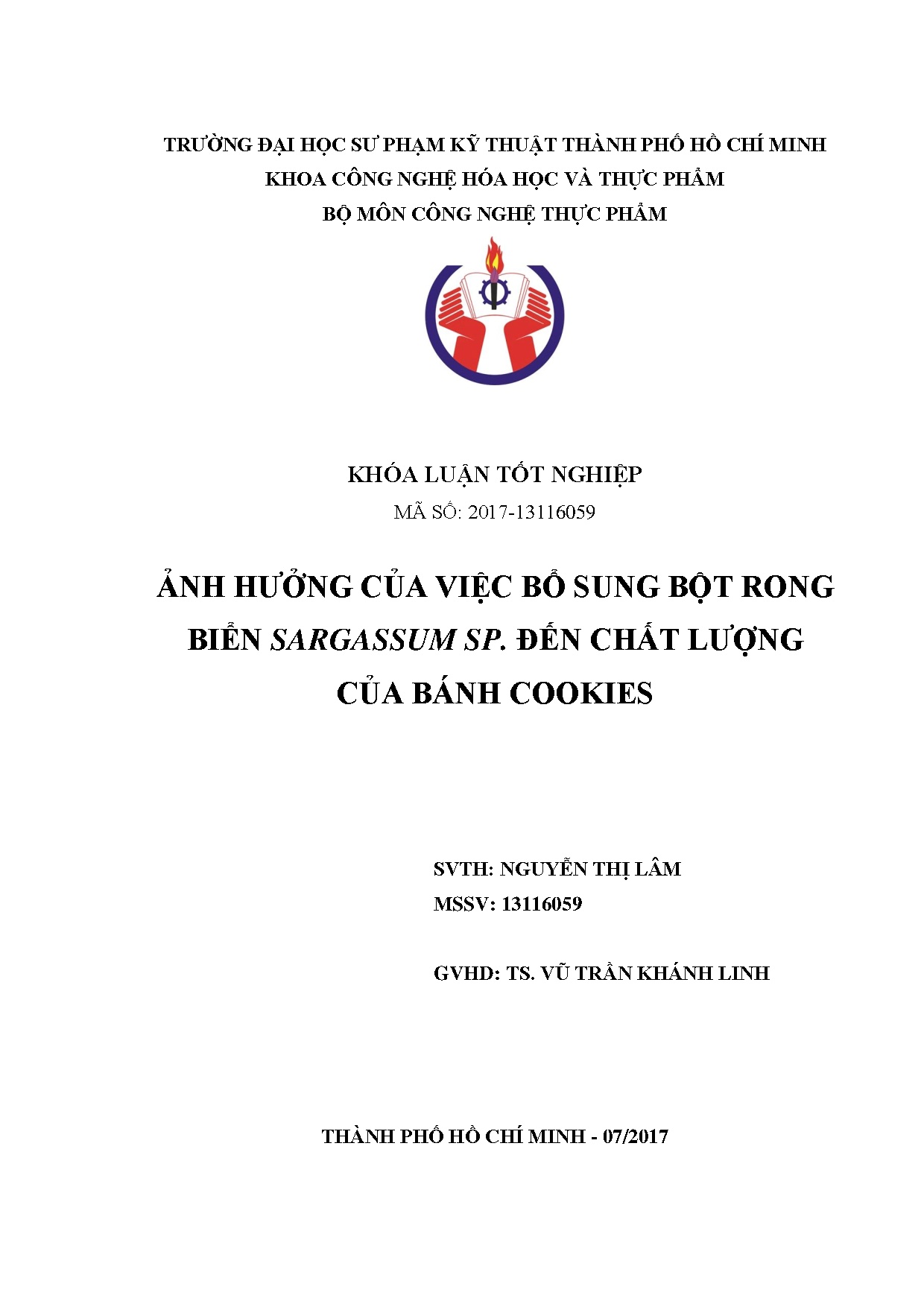 Đồ án tốt nghiệp - Ảnh hưởng của việc bổ sung bột rong biển Sargassum SP. đến chất lượng của bánh C