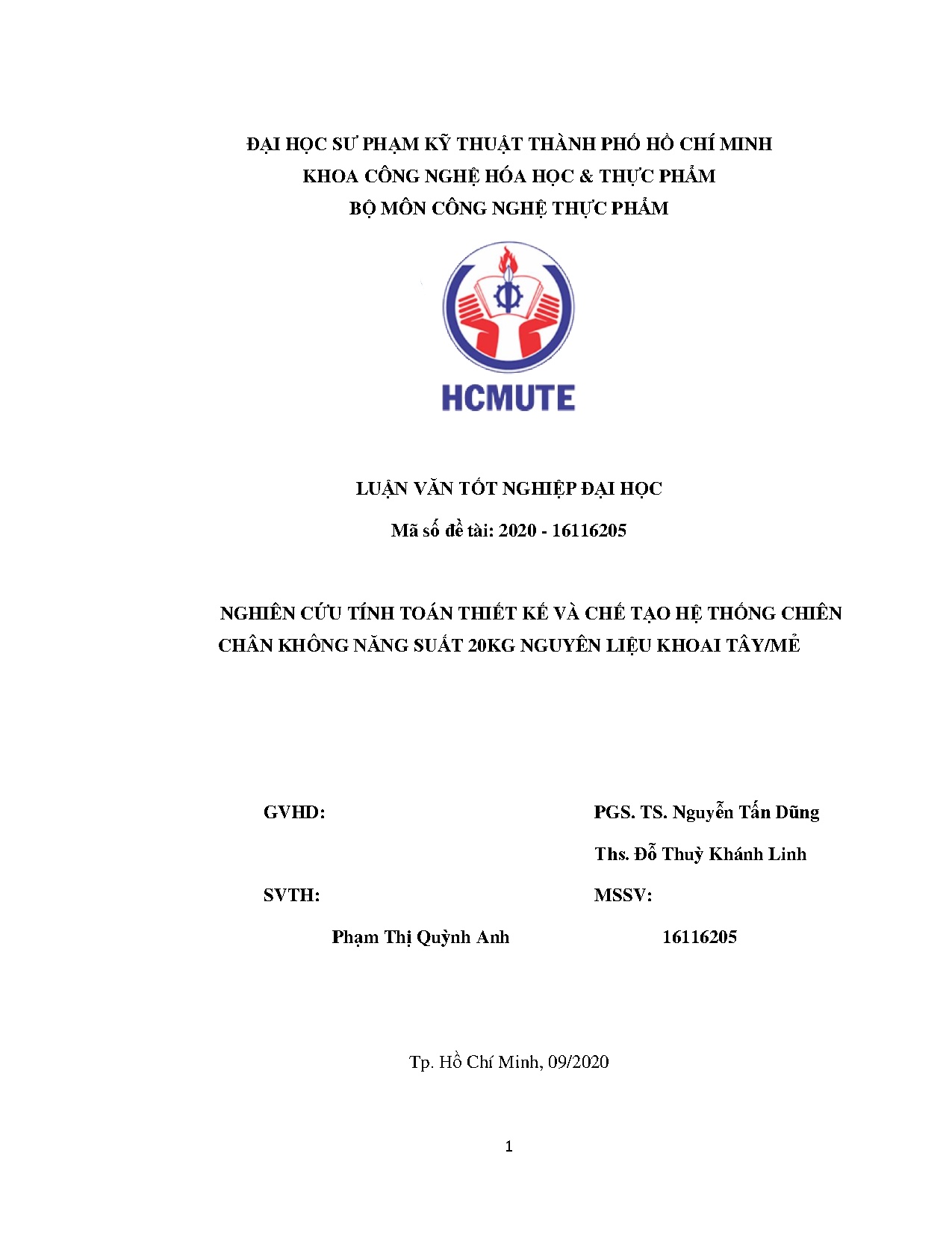 Đồ án tốt nghiệp - Nghiên cứu tính toán thiết kế và chế tạo hệ thống chiên chân không năng S 2 NLKT