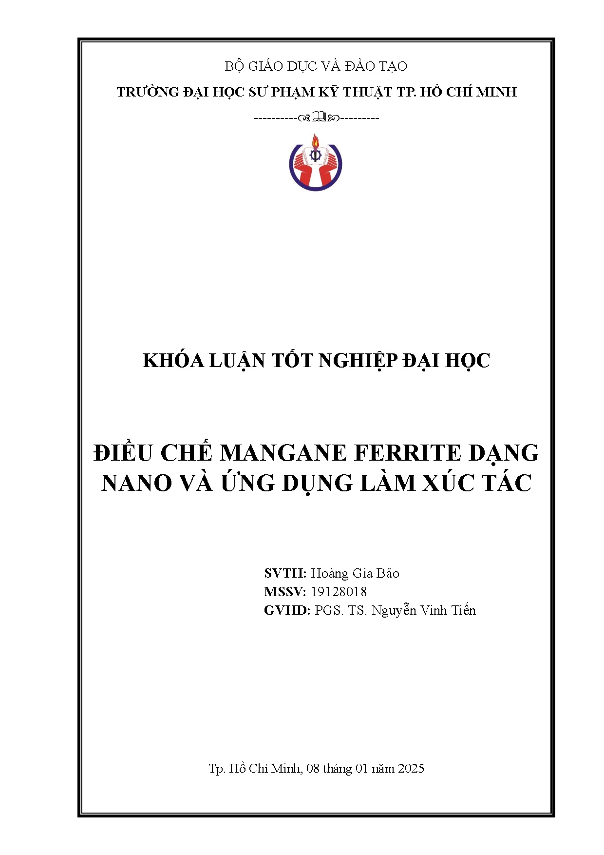 Đồ án tốt nghiệp - Điều chế Mangane Ferrite dạng Nano và ứng dụng làm xúc tác Oxy hóa Methylene Blue