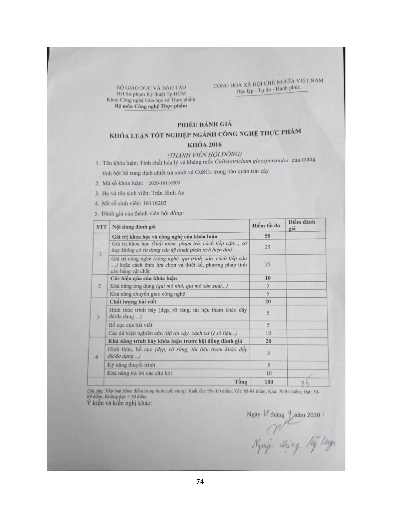 Đồ án tốt nghiệp - Tính chất hóa lý và kháng mốc của màng tinh bột bổ sung dịch chiết trà và CTBQTC - Trang 84