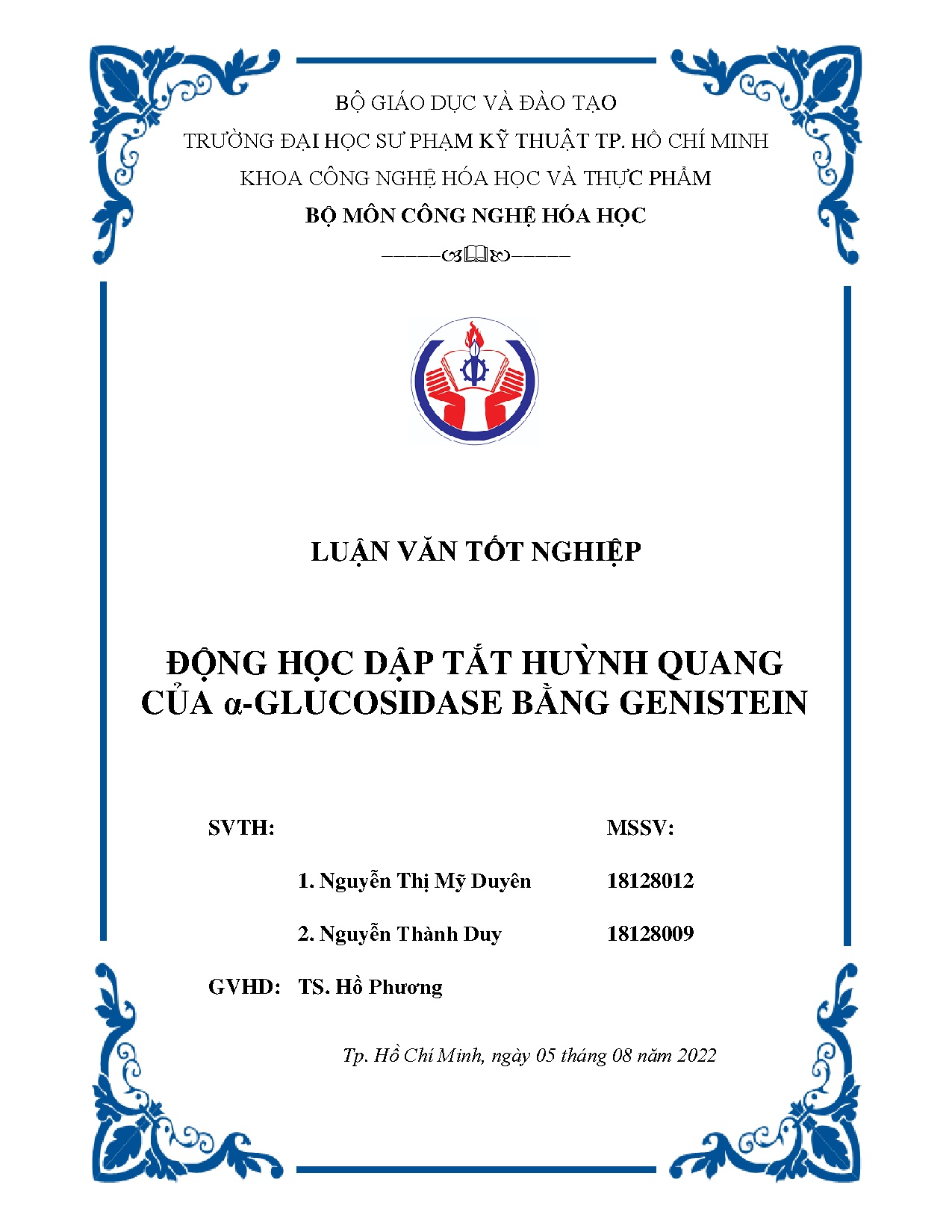 Đồ án tốt nghiệp - Động học dập tắt huỳnh quang của A-Glucosidase bằng Genistein