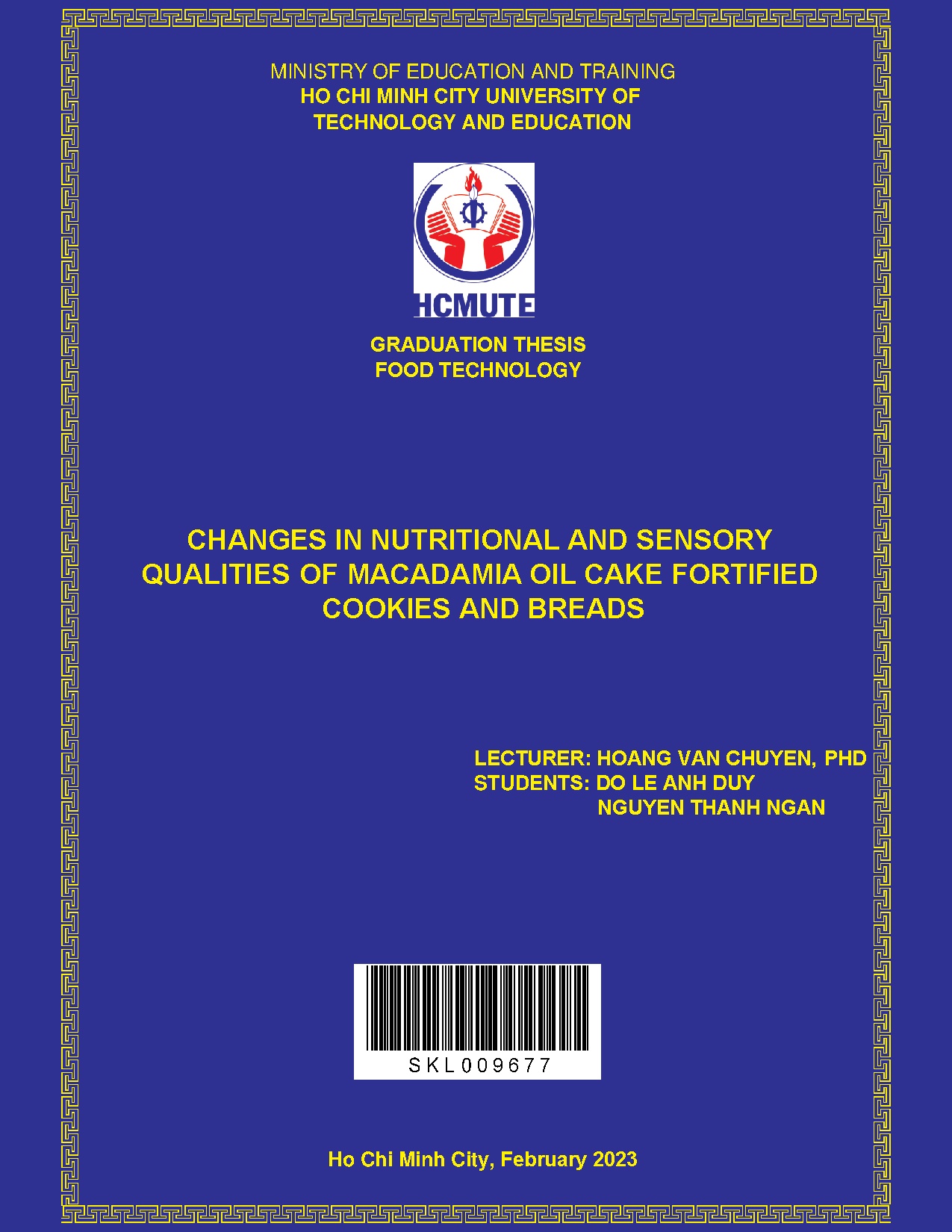 Đồ án tốt nghiệp - Changes in nutritional and sensory qualities of macadamia oil cake fortified CAB
