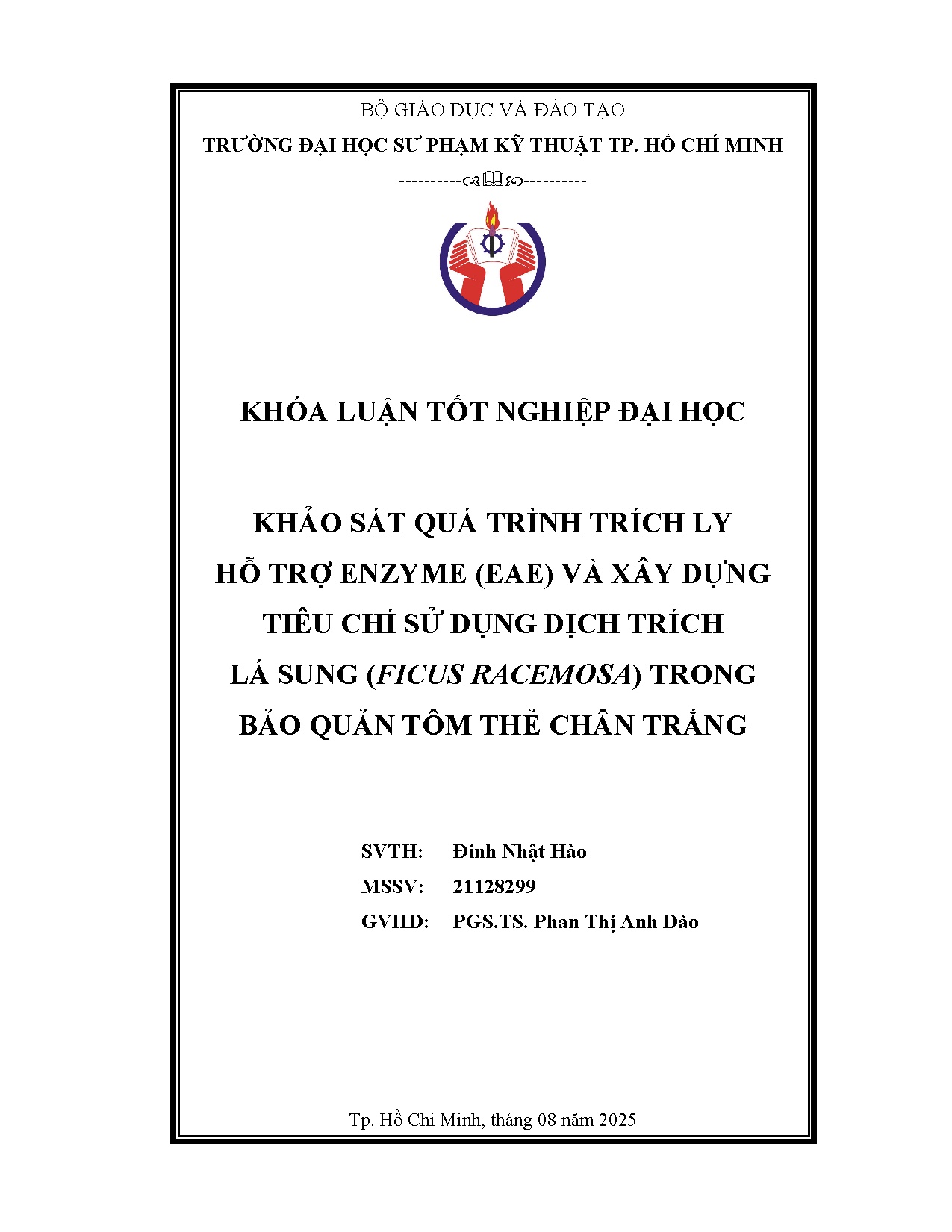 Đồ án tốt nghiệp - Khảo sát quá trình trích ly hỗ trợ enzyme (EAE) và xây dựng TCSDDTLS ( RTBQTTCT
