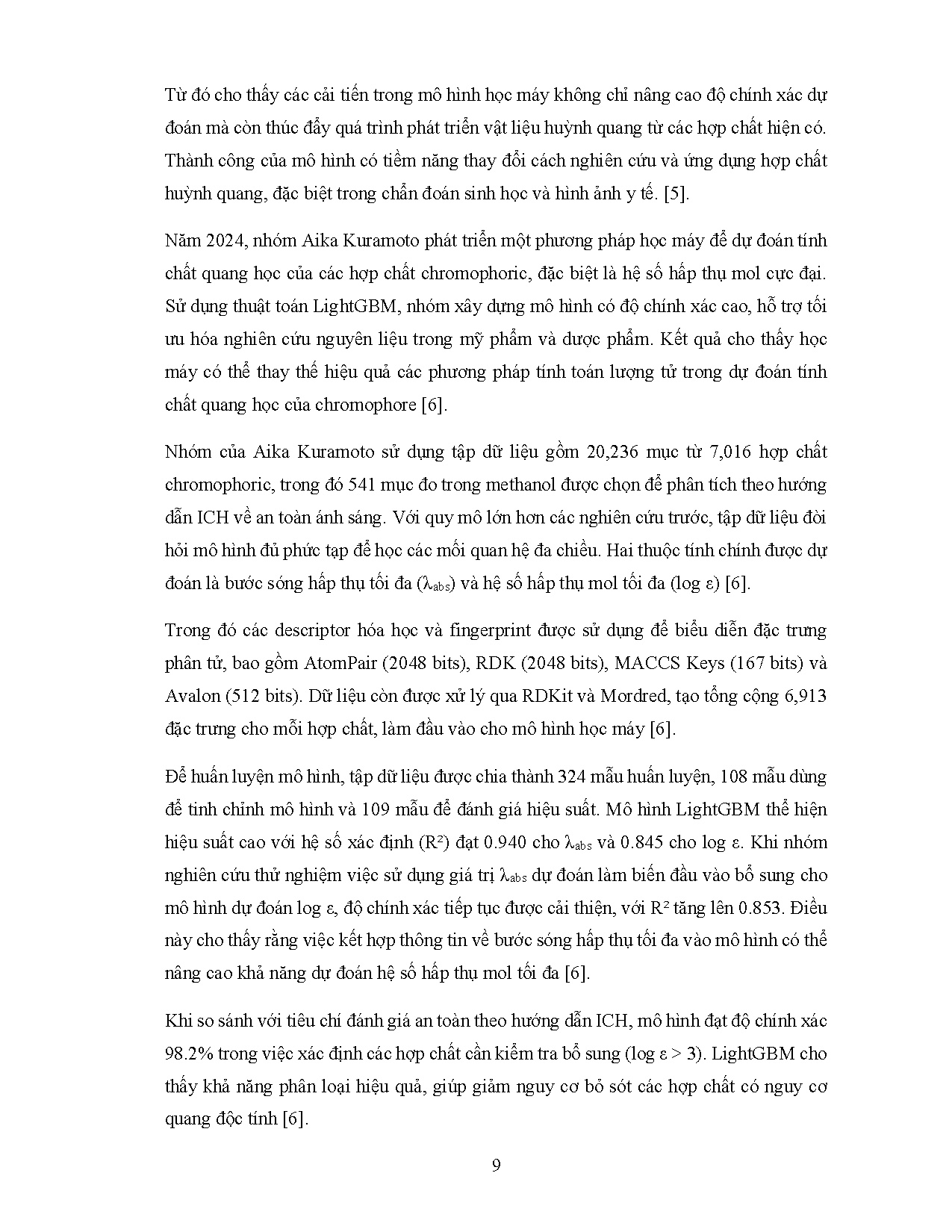 Đồ án tốt nghiệp - Ứng dụng mô hình Graph Neural Network dự đoán bước sóng hấp thụ và phát XCĐCCHCHC - Trang 58