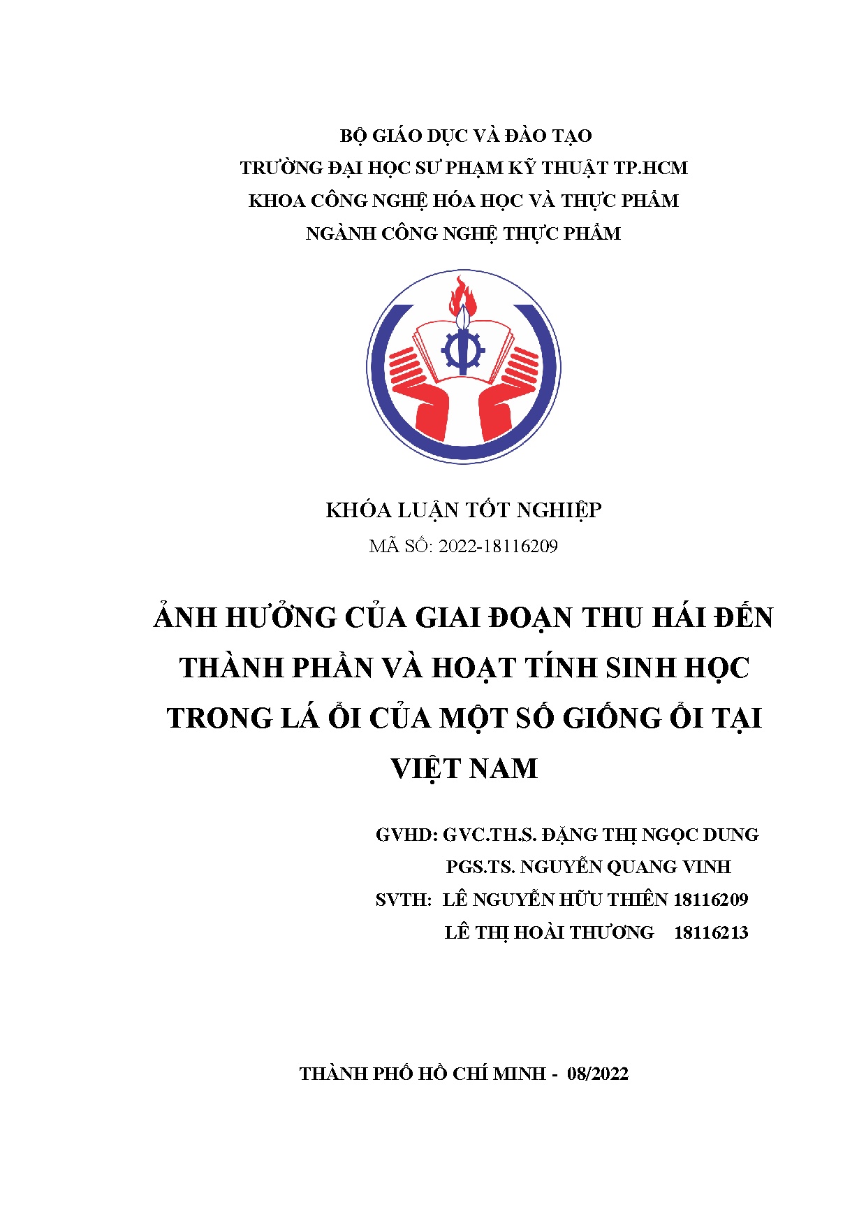 Đồ án tốt nghiệp - Ảnh hưởng của giai đoạn thu hái đến thành phần và hoạt tính sinh học TLỔCMSGỔTVN