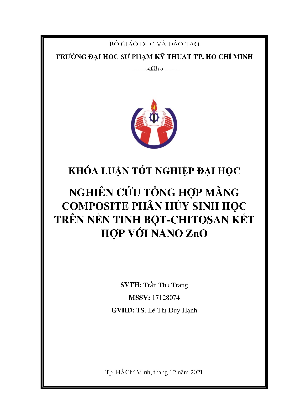 Đồ án tốt nghiệp - Nghiên cứu tổng hợp màng composite phân hủy sinh học trên nền tinh BKHVNZ