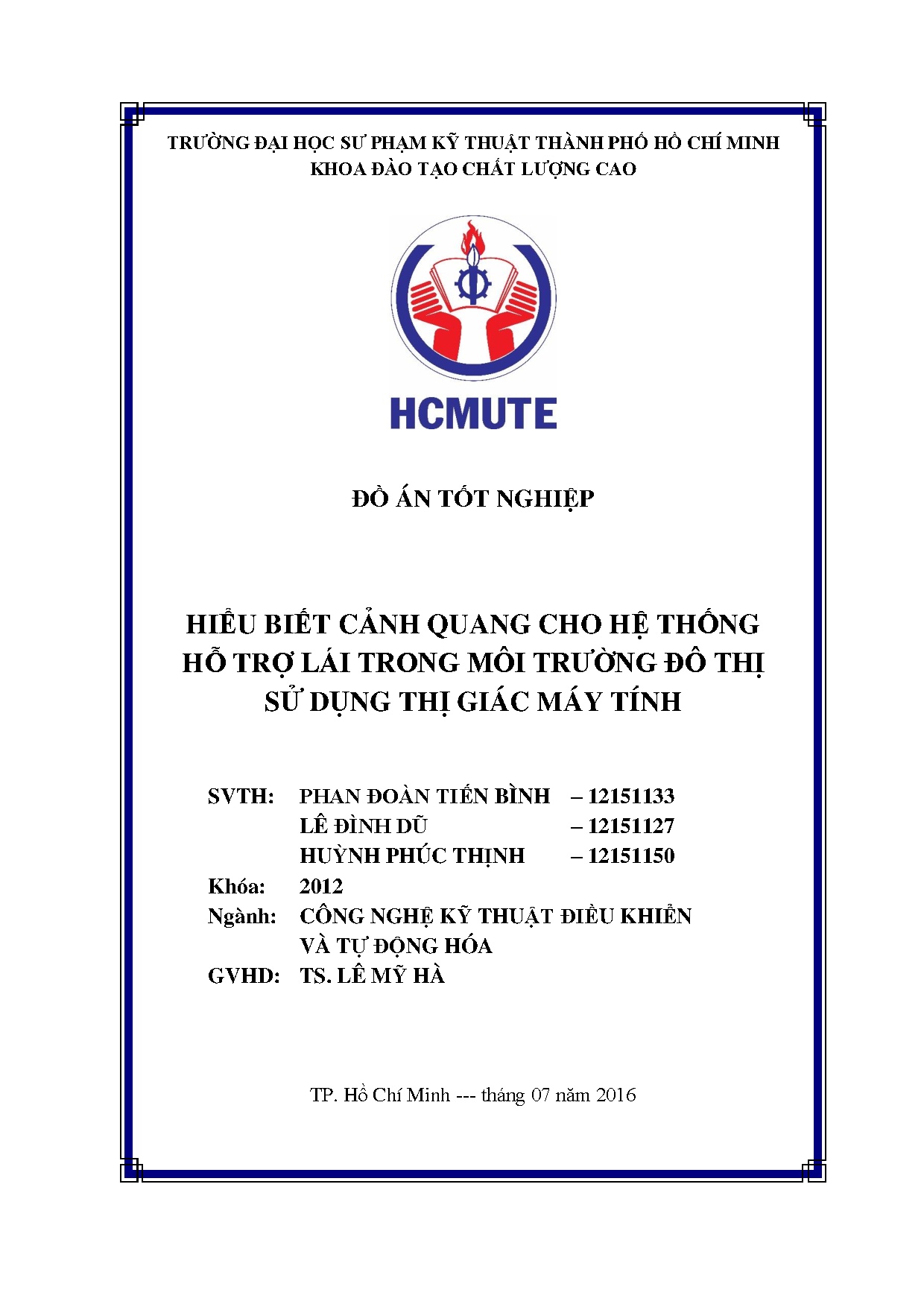Đồ án tốt nghiệp - Hiểu biết cảnh quang cho hệ thống hỗ trợ lái trong môi trường đô thị sử dụng TGMT