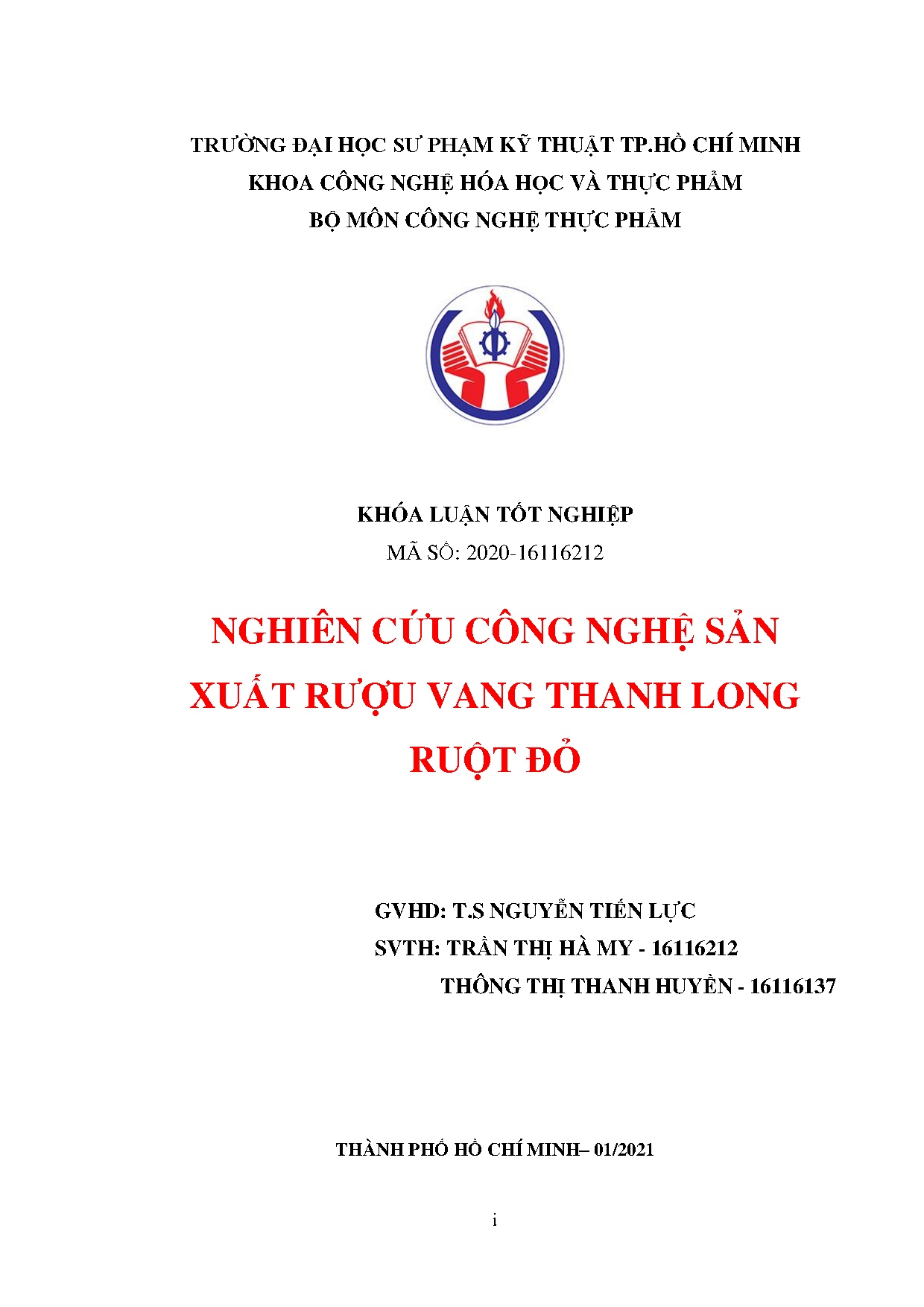 Đồ án tốt nghiệp - Nghiên cứu công nghệ sản xuất rượu vang thanh long ruột đỏ