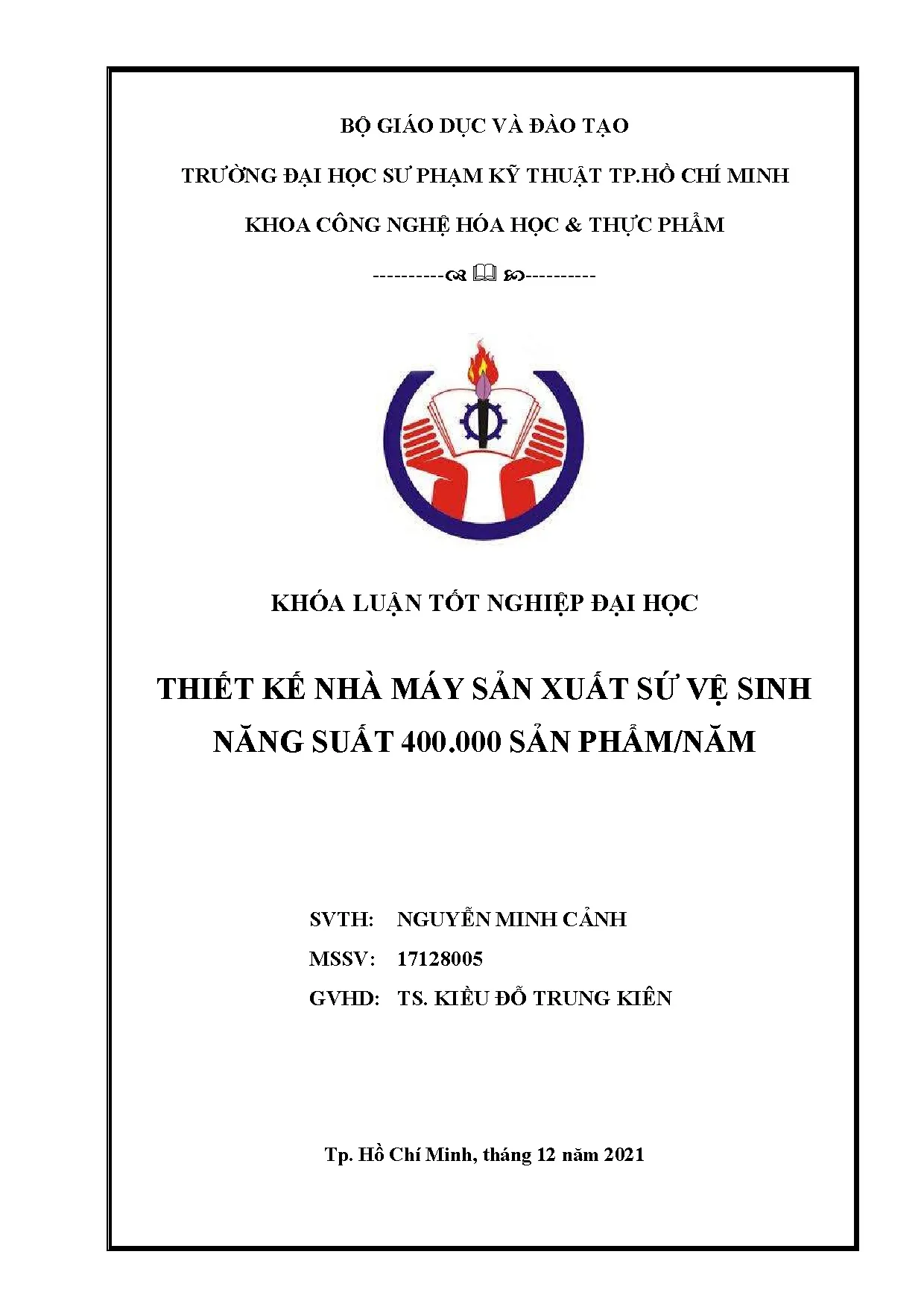 Đồ án tốt nghiệp - Thiết kế nhà máy sản xuất sứ vệ sinh năng suất 400.000 sản phẩm/ năm