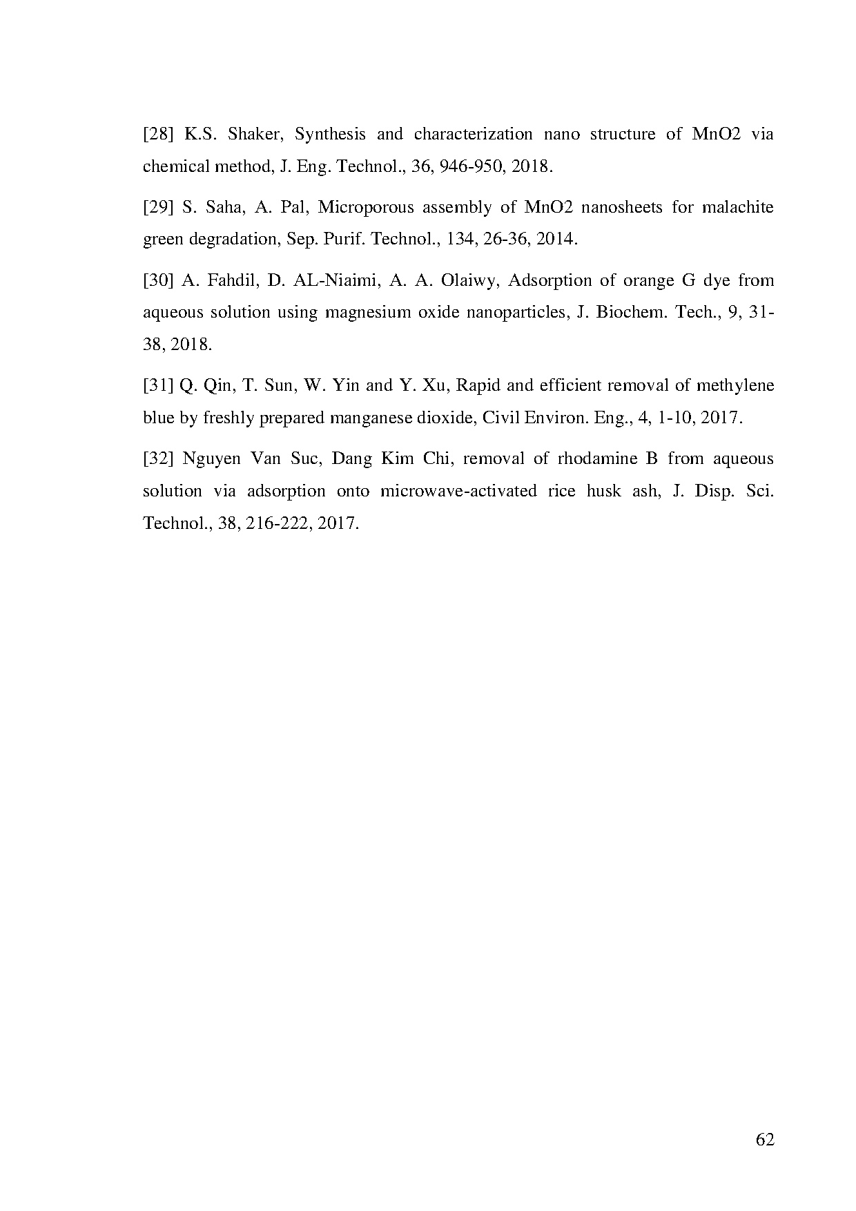 Đồ án tốt nghiệp - Nghiên cứu hấp phụ Rhodamine B từ dung dịch nước bằng nano MnO2 - Trang 71