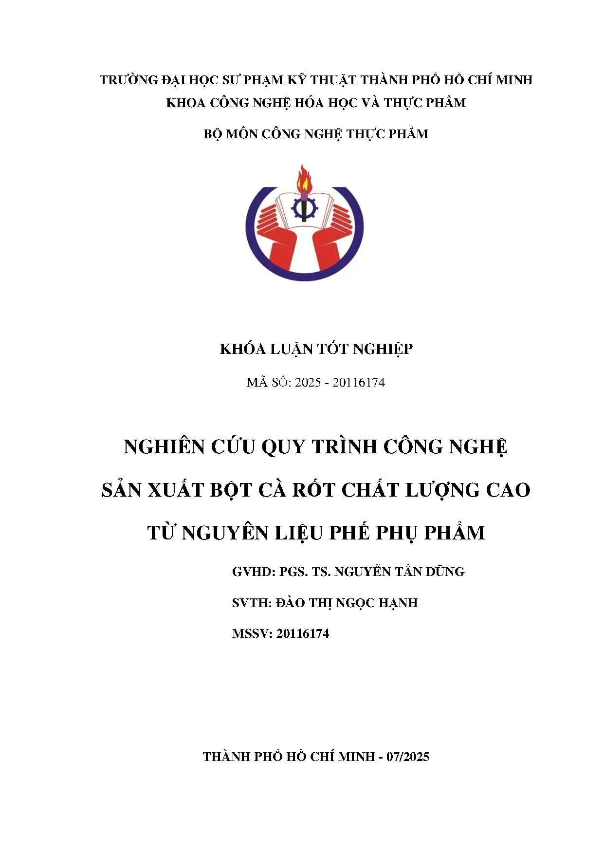 Đồ án tốt nghiệp - Nghiên cứu quy trình công nghệ sản xuất bột cà rốt chất lượng cao từ nguyên LPPP - Trang 2
