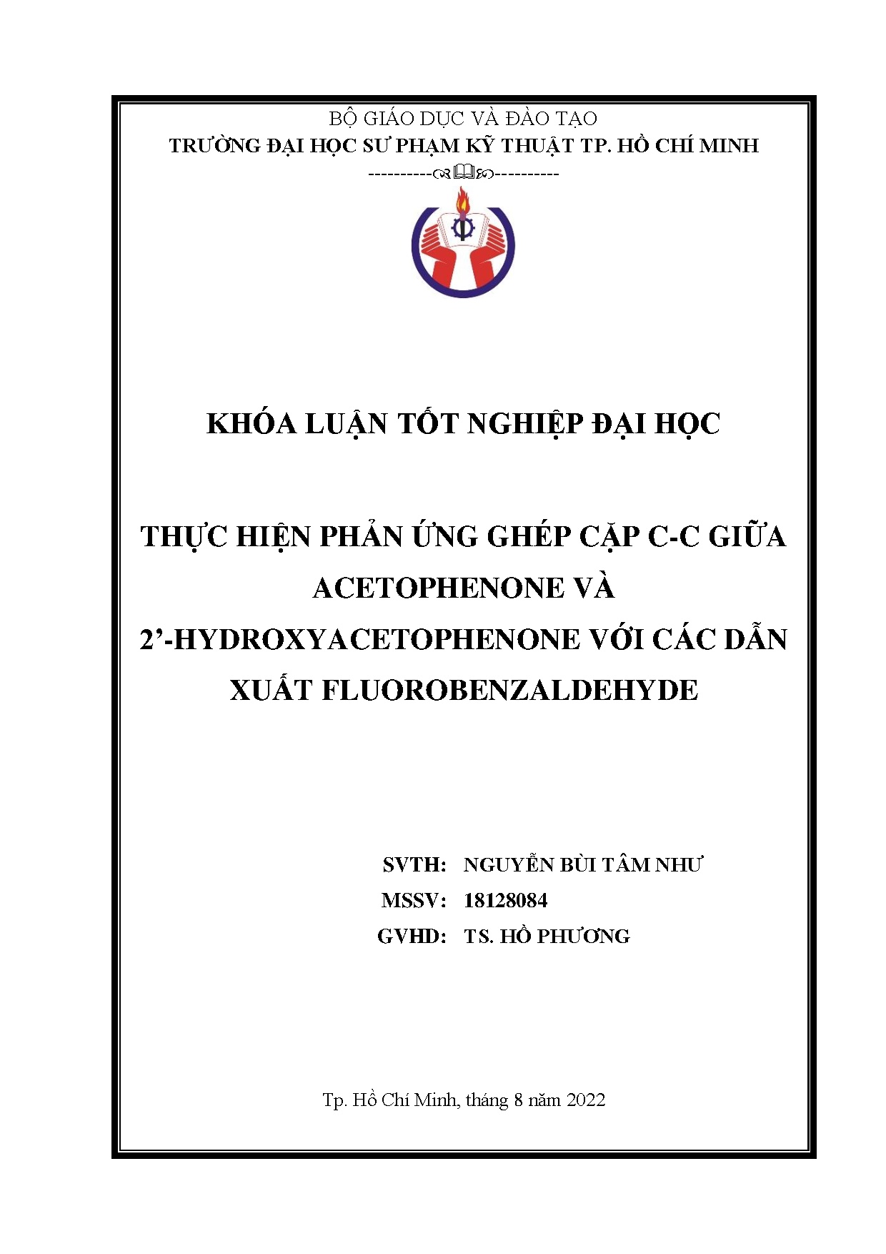 Đồ án tốt nghiệp - Thực hiện phản ứng ghép cặp C-C giữa Acetophenone và 2-Hydroxyacetophenone VCDXF