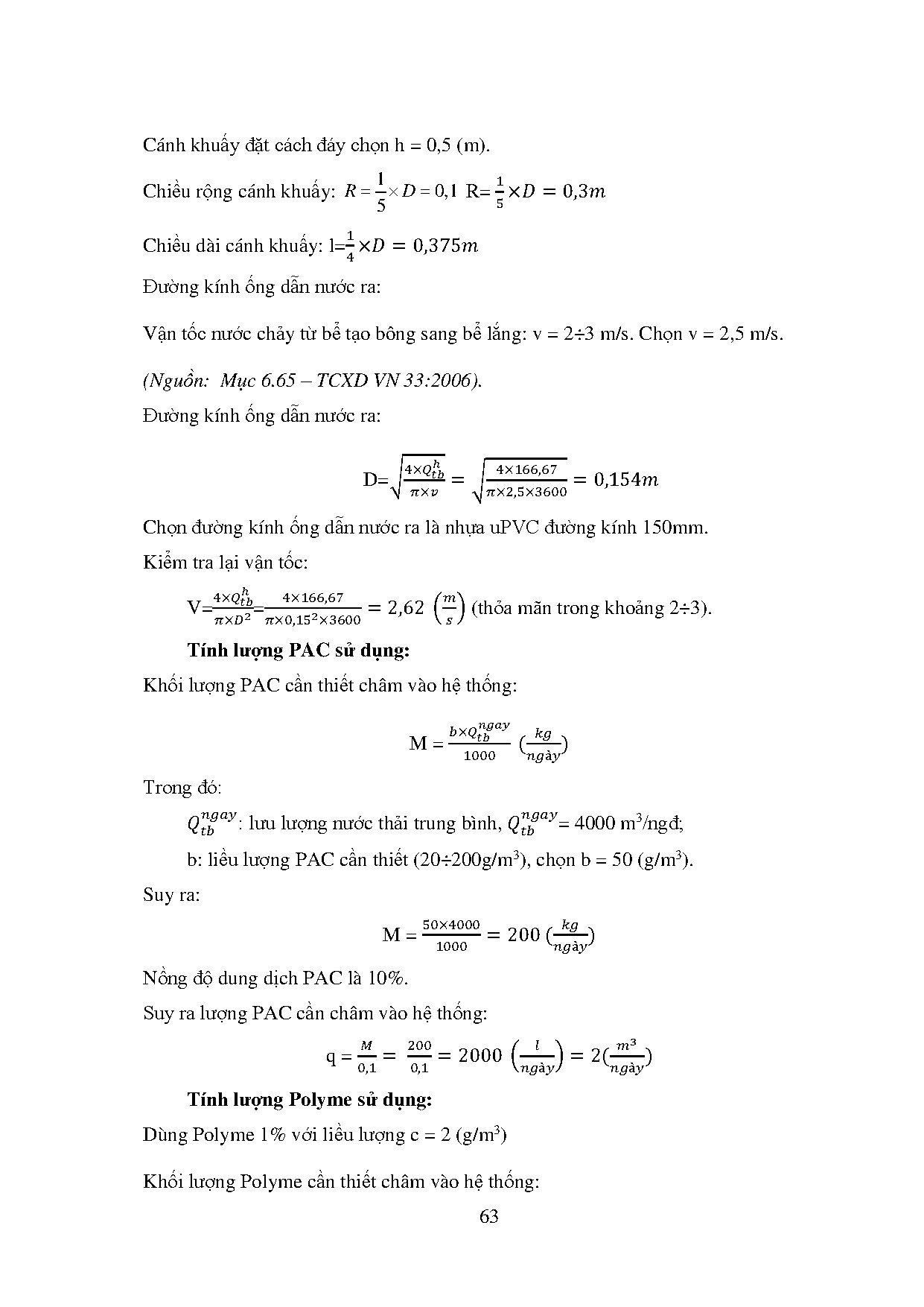 Đồ án tốt nghiệp - Thiết kế trạm xử lý nước thải cao su công ty cổ phần VRG Khải Hoàn công suất 4 Đ - Trang 72