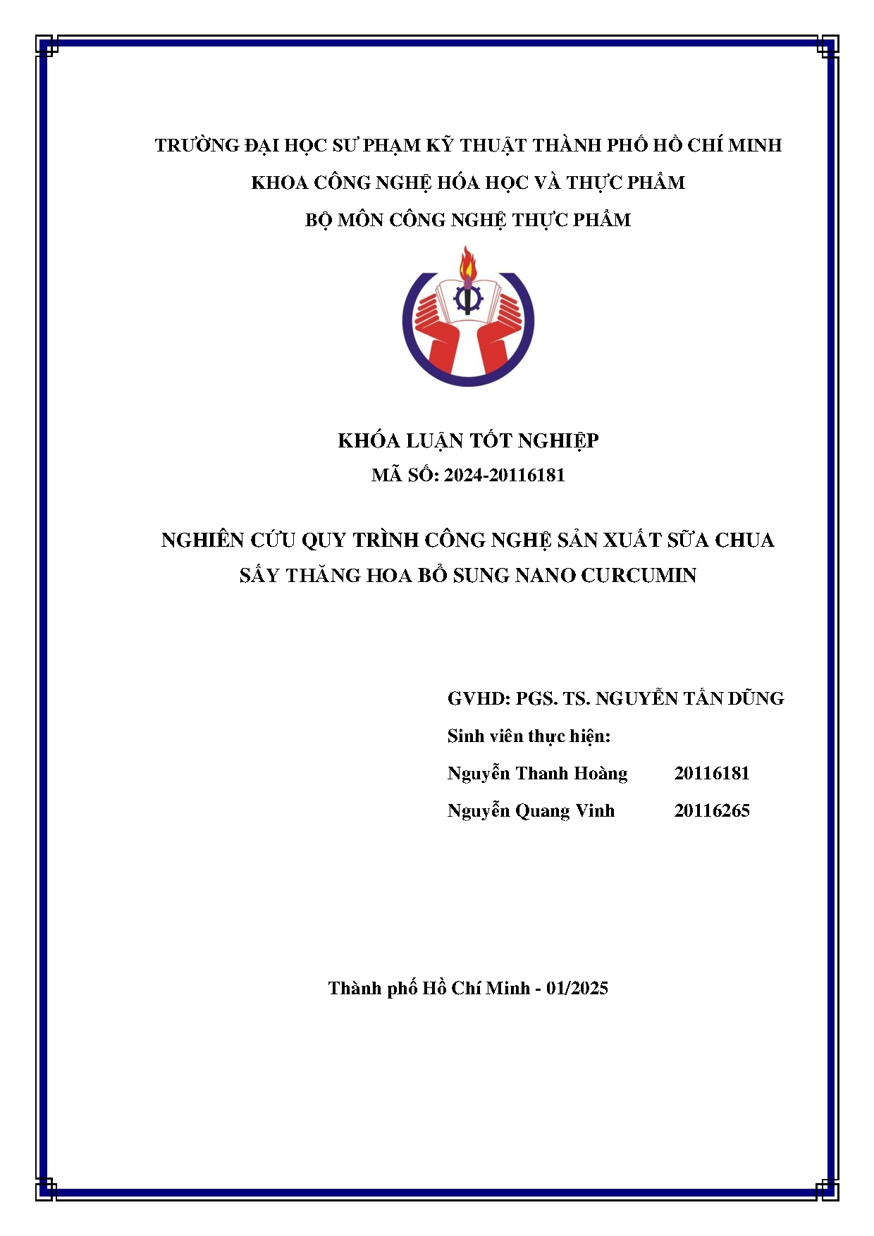 Đồ án tốt nghiệp - Nghiên cứu quy trình công nghệ sản xuất sữa chua sấy thăng hoa bổ sung Nano C