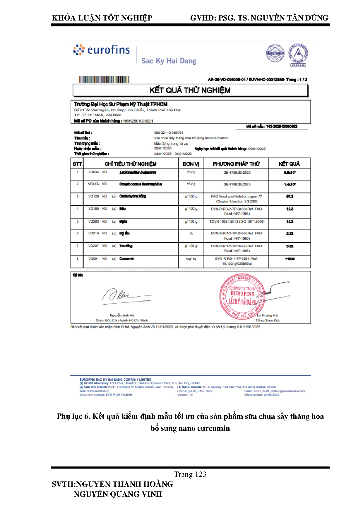 Đồ án tốt nghiệp - Nghiên cứu quy trình công nghệ sản xuất sữa chua sấy thăng hoa bổ sung Nano C - Trang 121