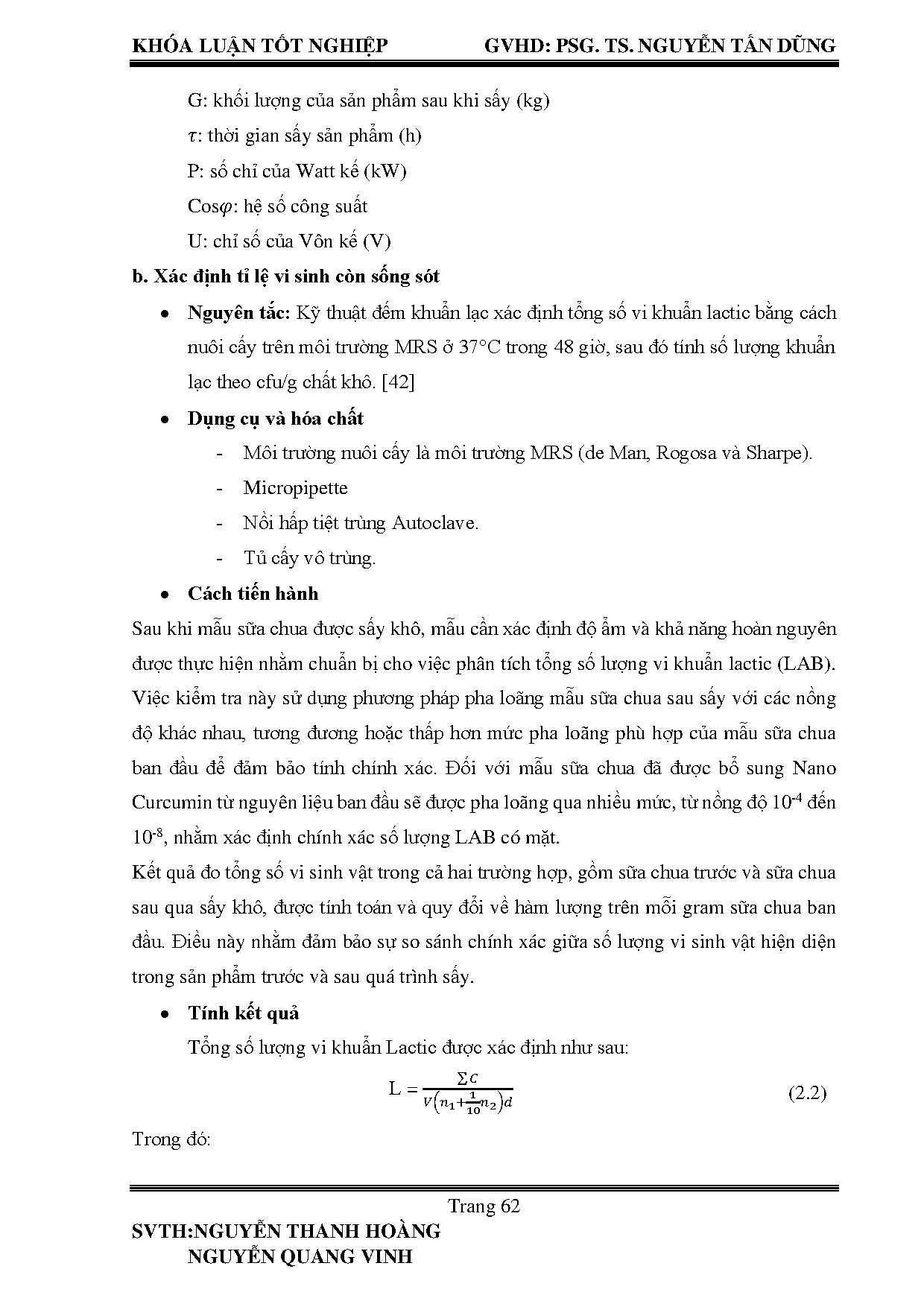 Đồ án tốt nghiệp - Nghiên cứu quy trình công nghệ sản xuất sữa chua sấy thăng hoa bổ sung Nano C - Trang 60