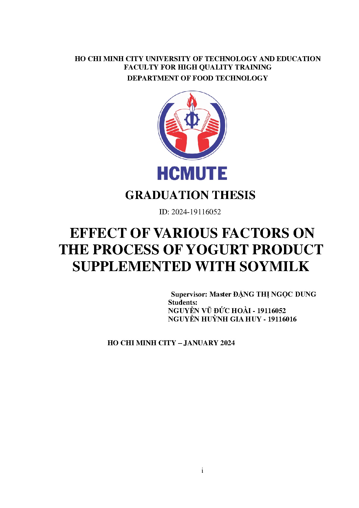 Đồ án tốt nghiệp - Effect of various factors on the process of yogurt product supplemented with S