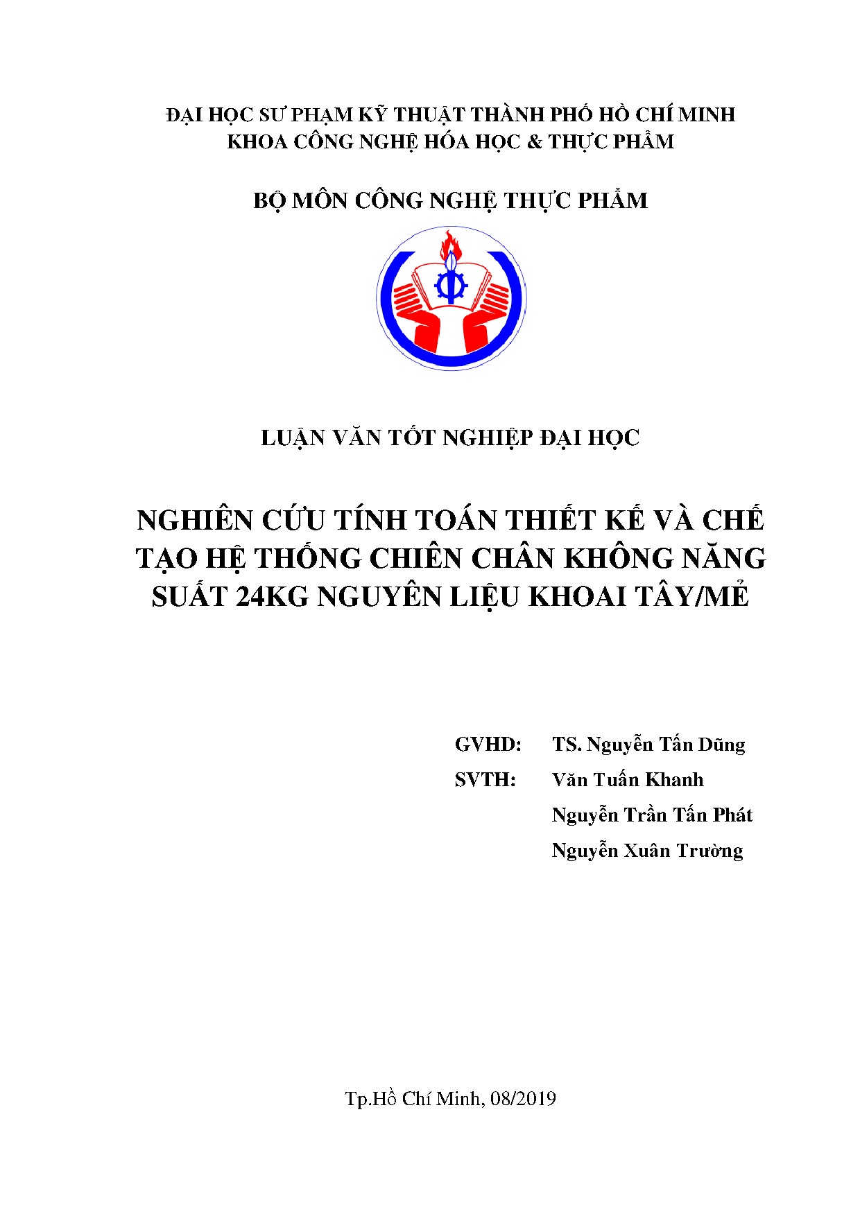 Đồ án tốt nghiệp - Nghiên cứu tính toán thiết kế và chế tạo hệ thống chiên chân không năng S 2 NLKT