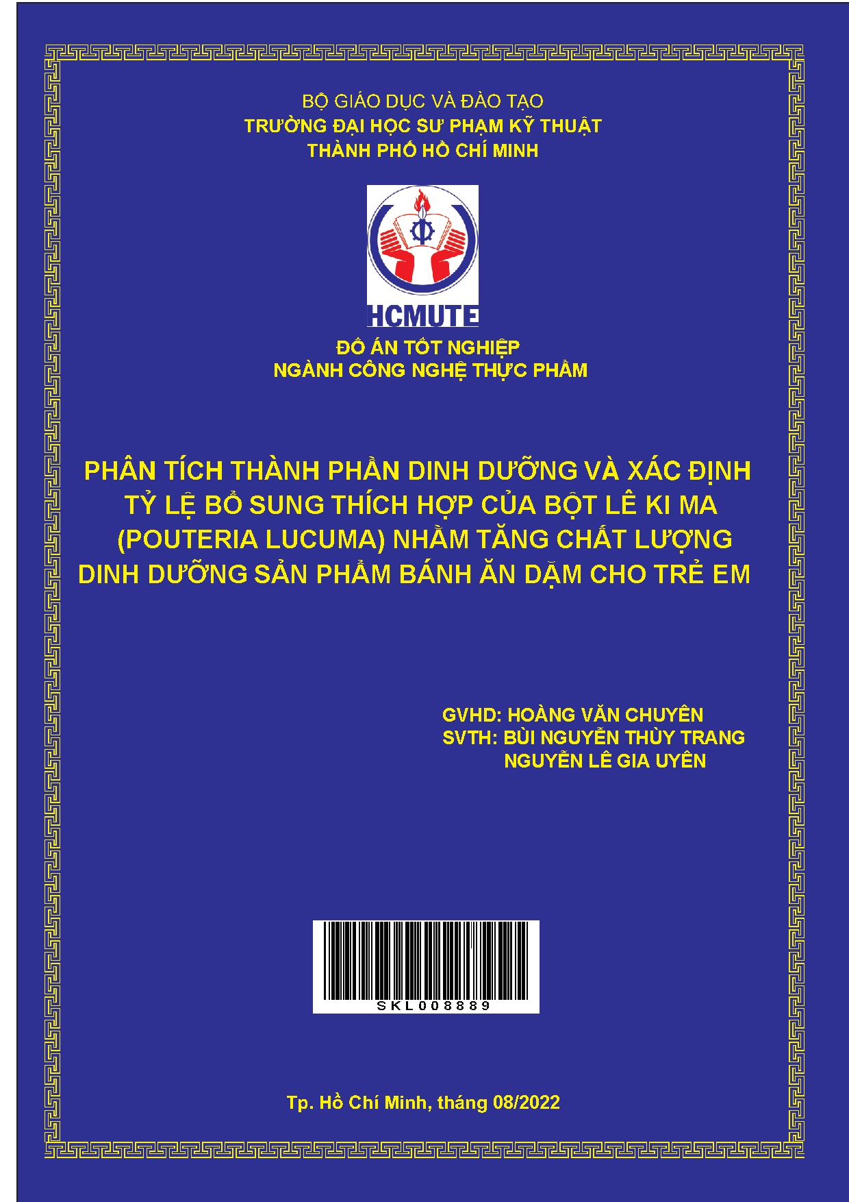 Đồ án tốt nghiệp - Phân tích thành phần dinh dưỡng và xác định tỷ lệ bổ STHCBLKM ( LNTCLDDSPBĂDCTE