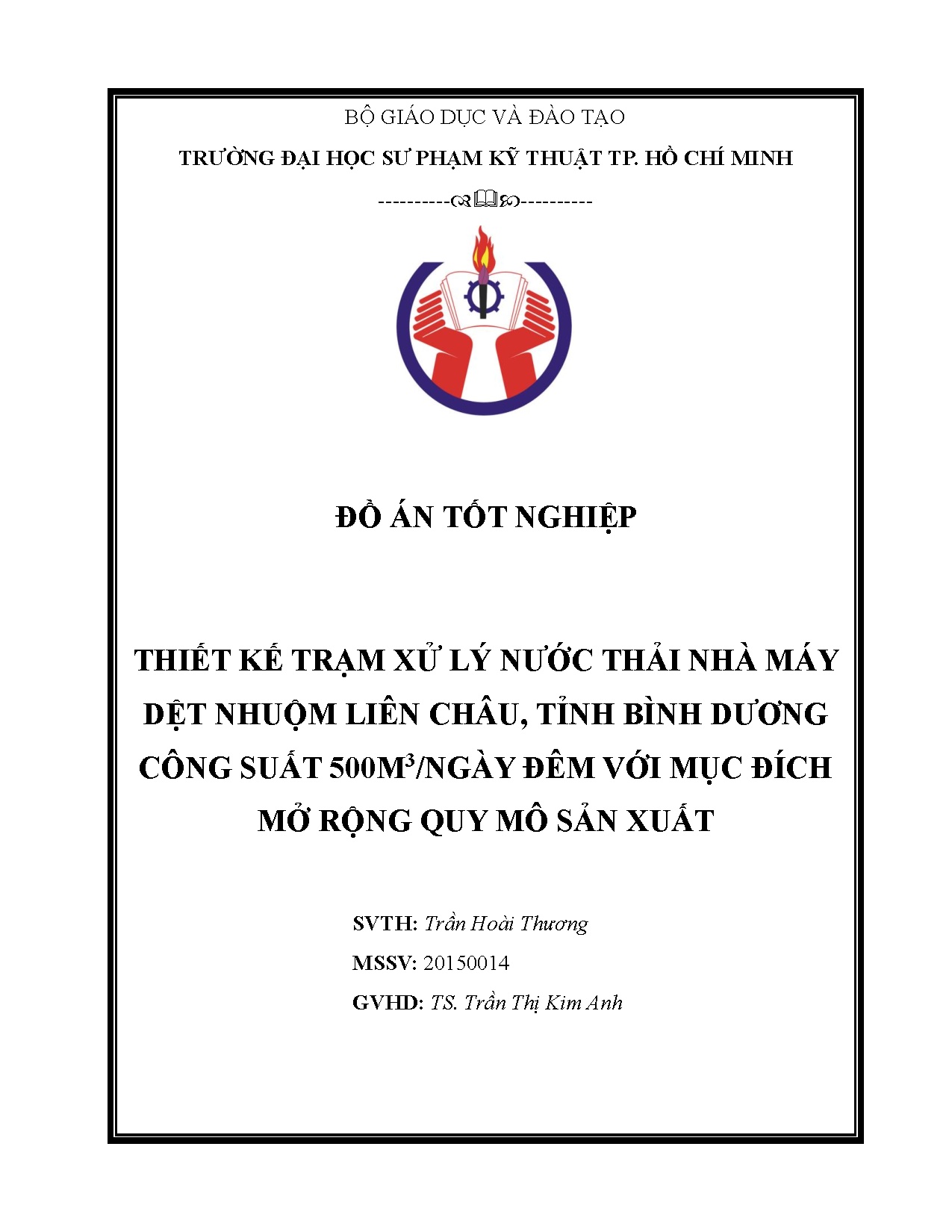 Đồ án tốt nghiệp - Thiết kế trạm xử lý nước thải nhà máy dệt nhuộm Liên Châu, tỉnh BDCS 5 ĐVMĐMRQMSX