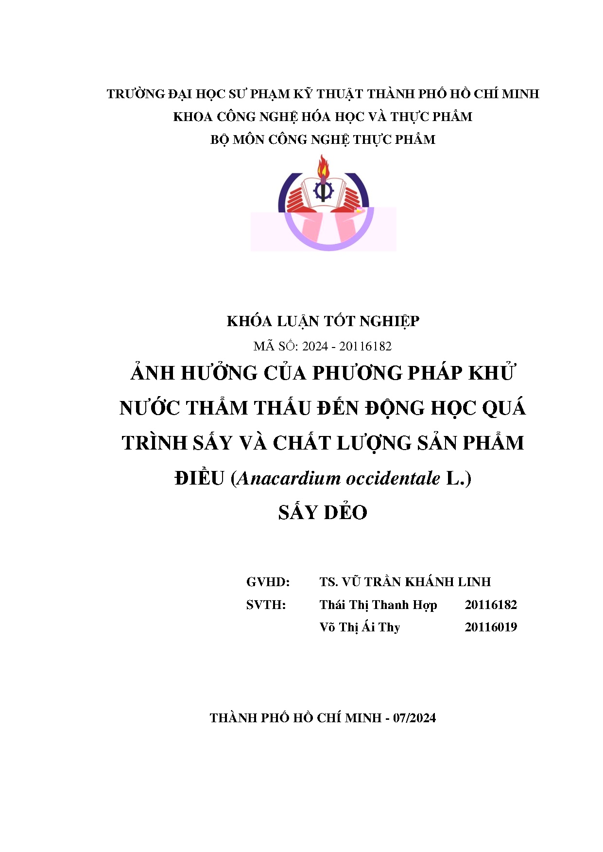 Đồ án tốt nghiệp - Ảnh hưởng của phương pháp khử nước thẩm thấu đến động học quá TSVCLSPĐ ( OLSD