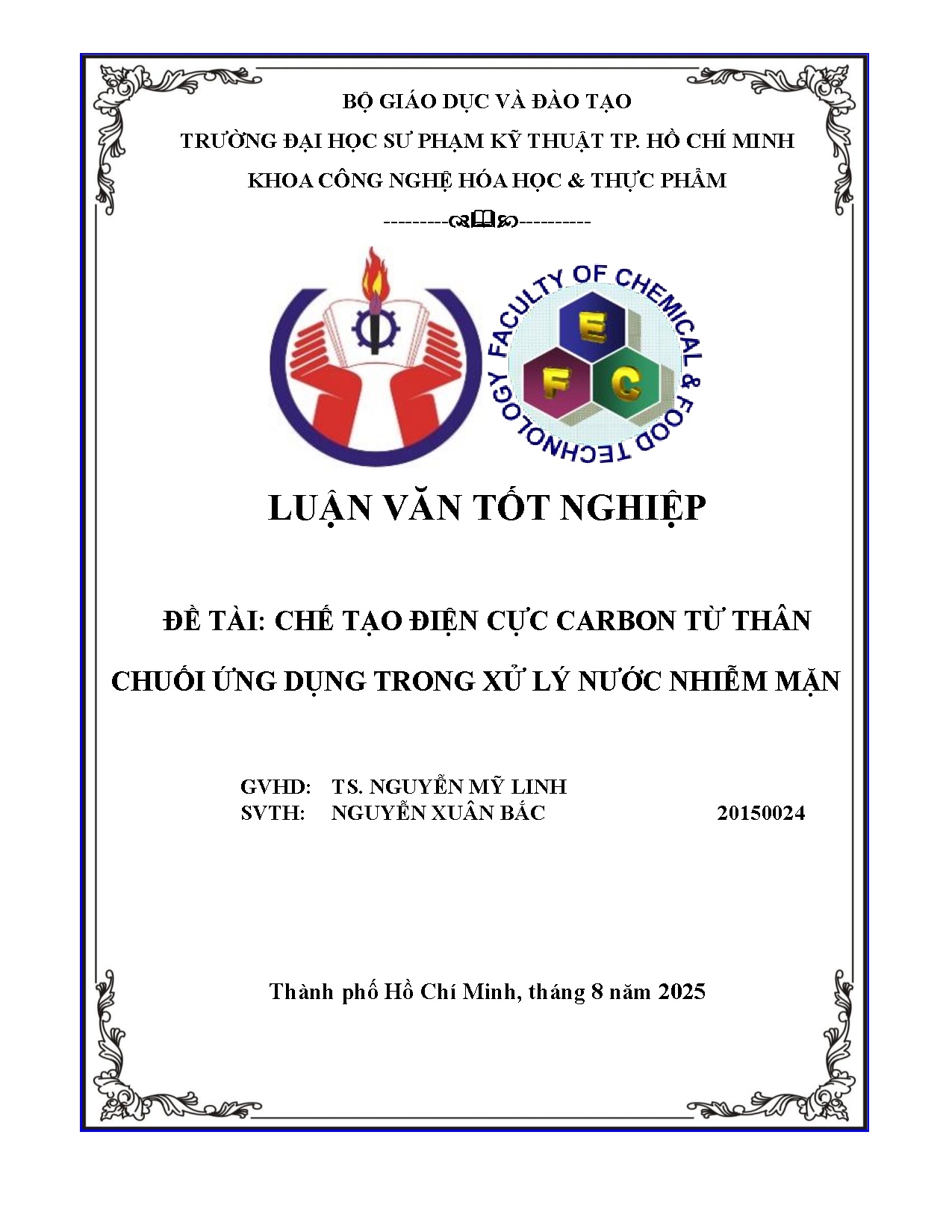 Đồ án tốt nghiệp - Chế tạo điện cực carbon từ thân chuối ứng dụng trong xử lý nước nhiễm mặn