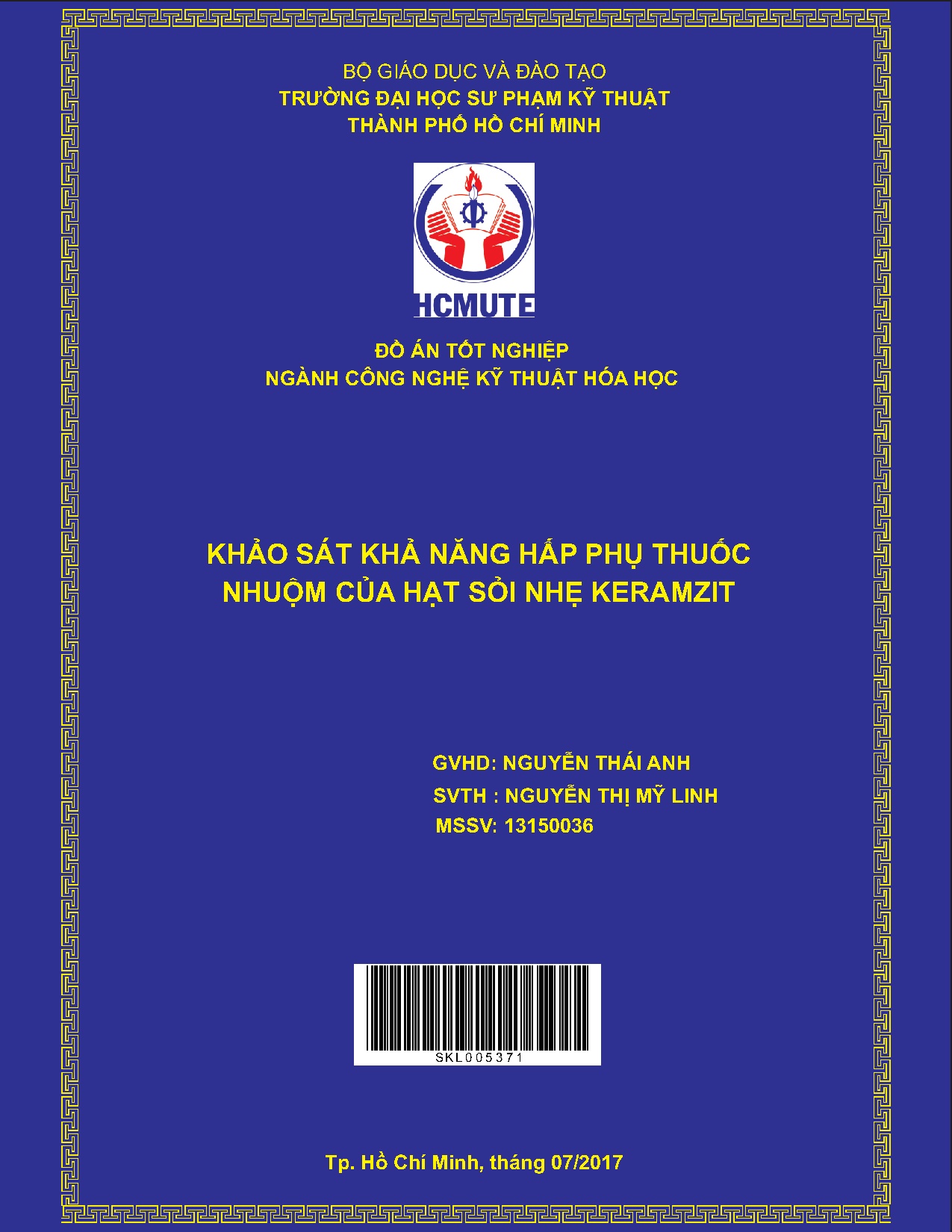 Đồ án tốt nghiệp - Khảo sát khả năng hấp thụ thuốc nhuộm của hạt sỏi nhẹ Keramzit