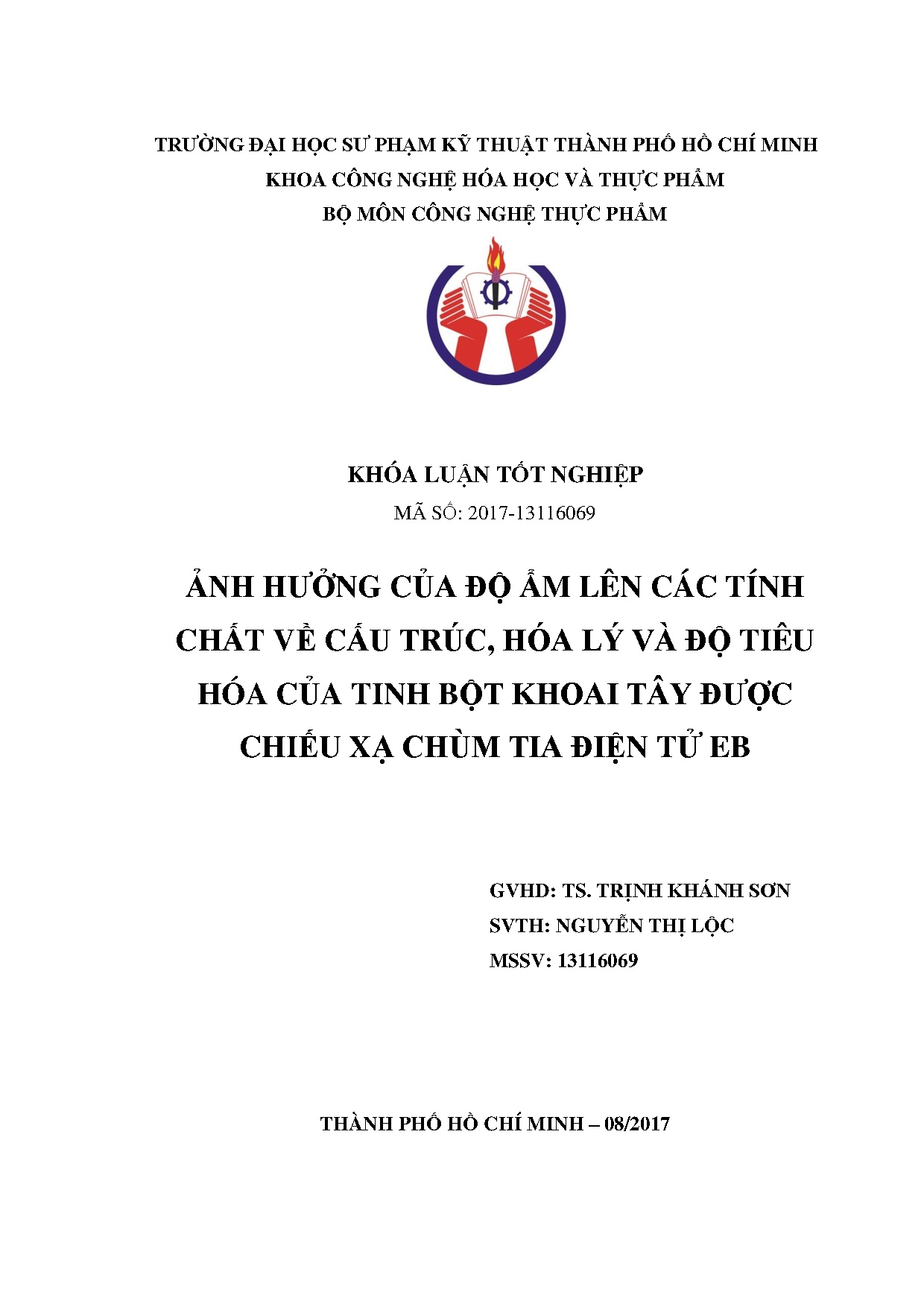 Đồ án tốt nghiệp - Ảnh hưởng của độ ẩm lên các tính chất về cấu trúc, hóa lý và độ THCTBKTĐCXCTĐTE