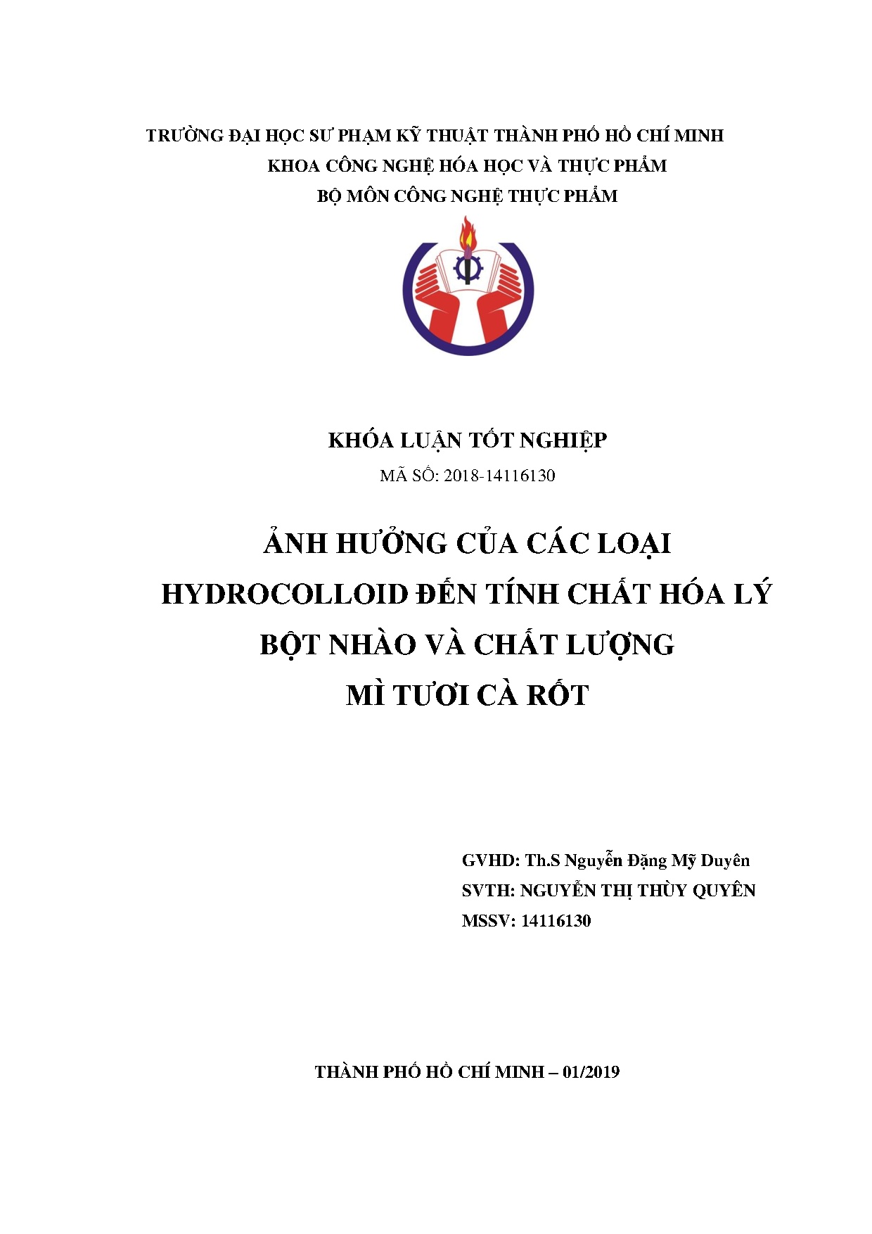 Đồ án tốt nghiệp - Ảnh hưởng của các loại Hydrocoloid đến tính chất hóa lý bột nhào và chất LMTCR